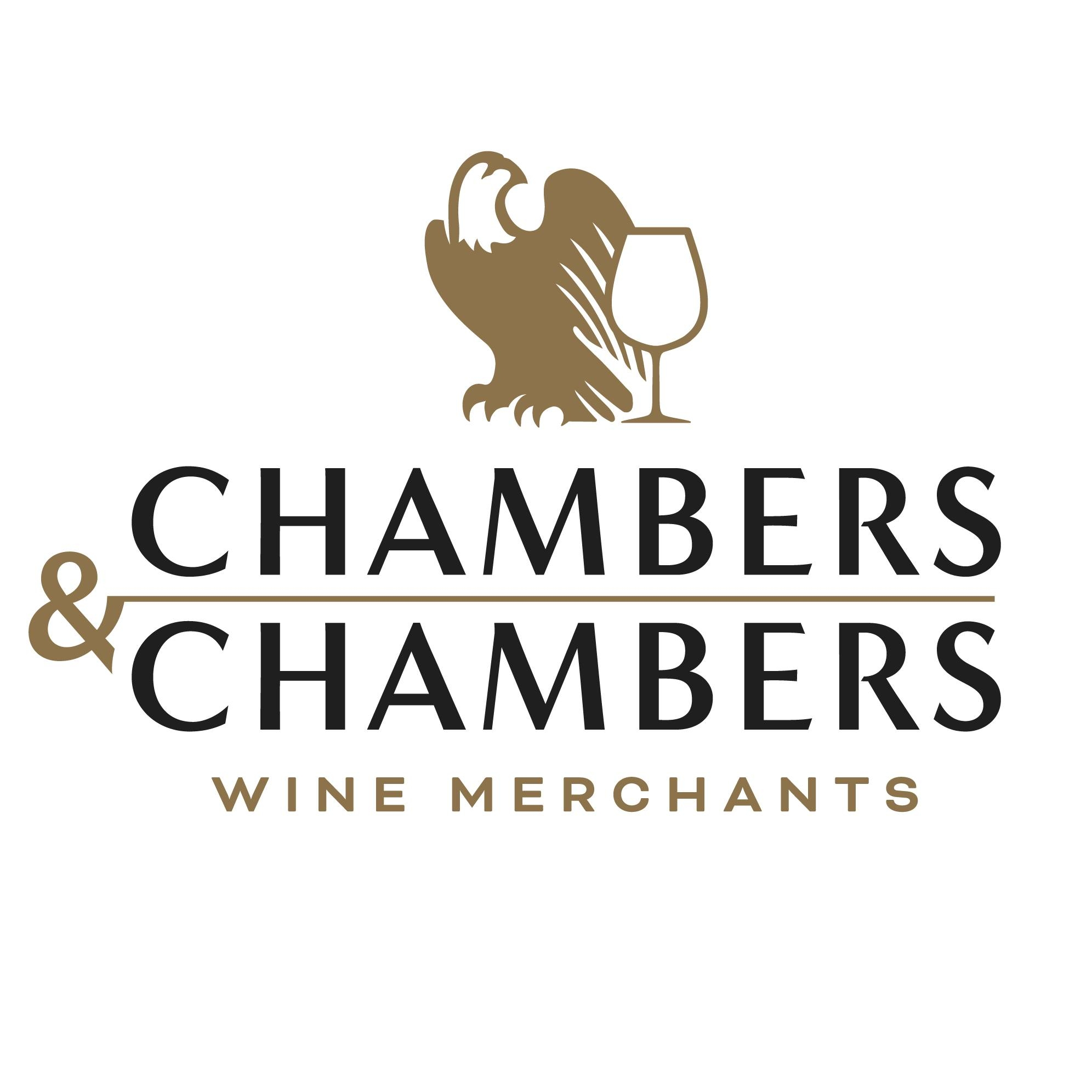 Logo of Chambers & Chambers Wine Merchants featuring an eagle with a wine glass.