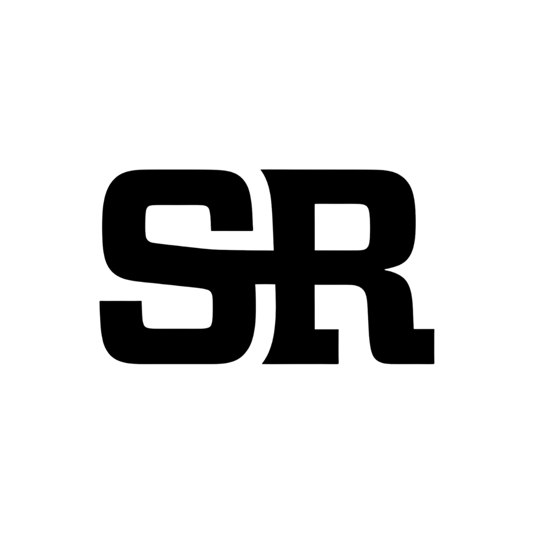 Bold black initials SR on a white background.