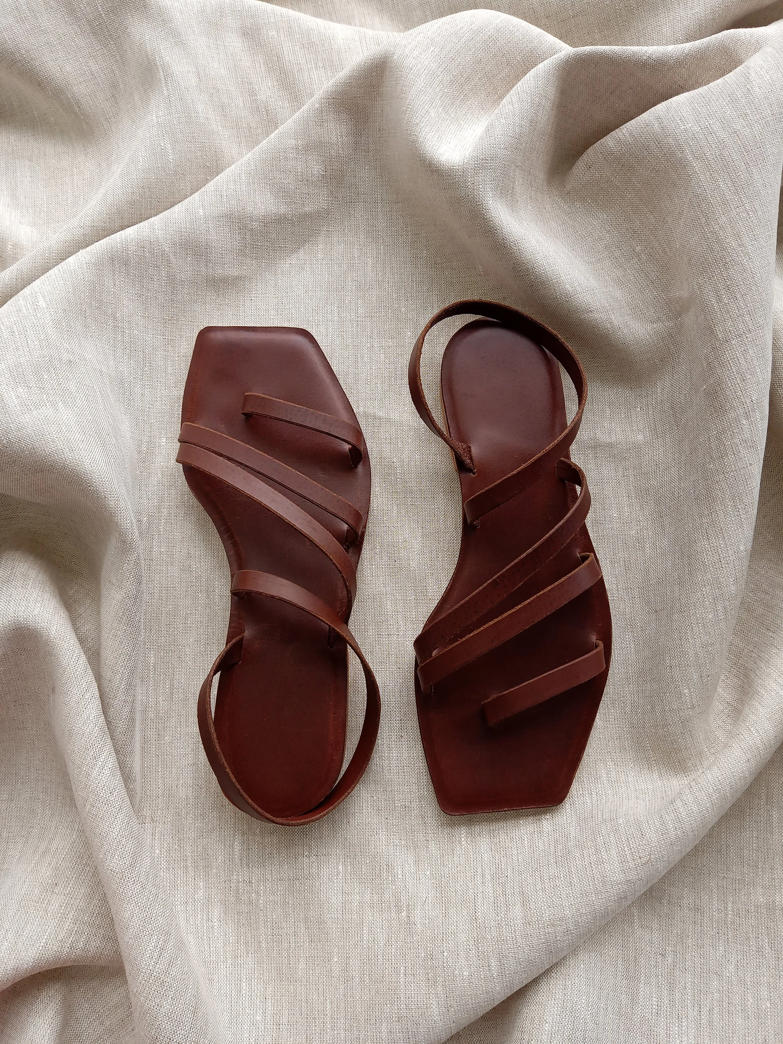 Handmade chocolate leather sandals