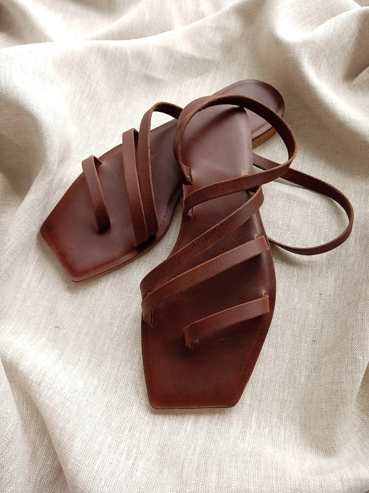 Handmade leather sandals - Chocolate Brown