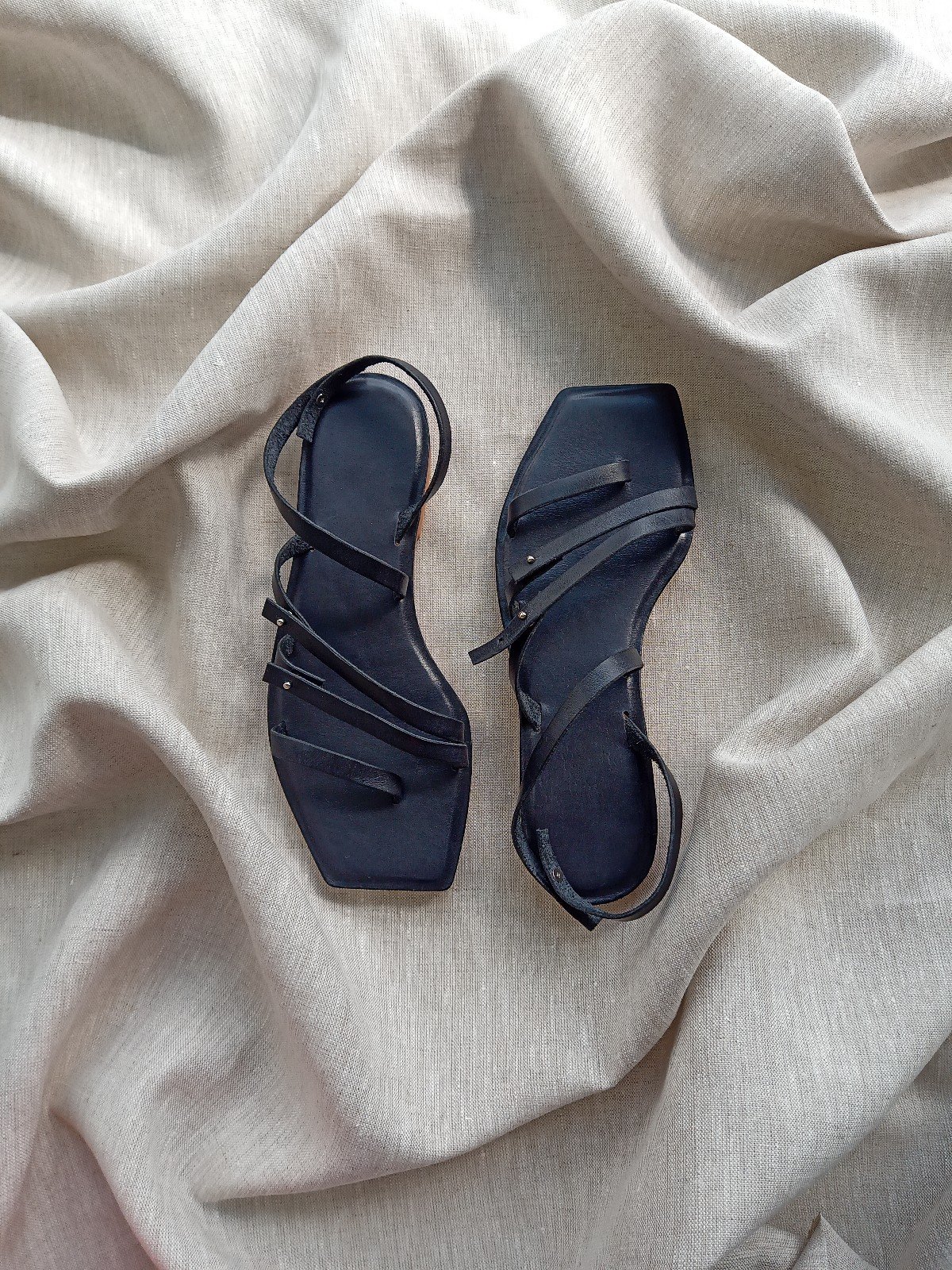 Handmade adjustable veg-tanned leather sandals - trim excess strap length to fit