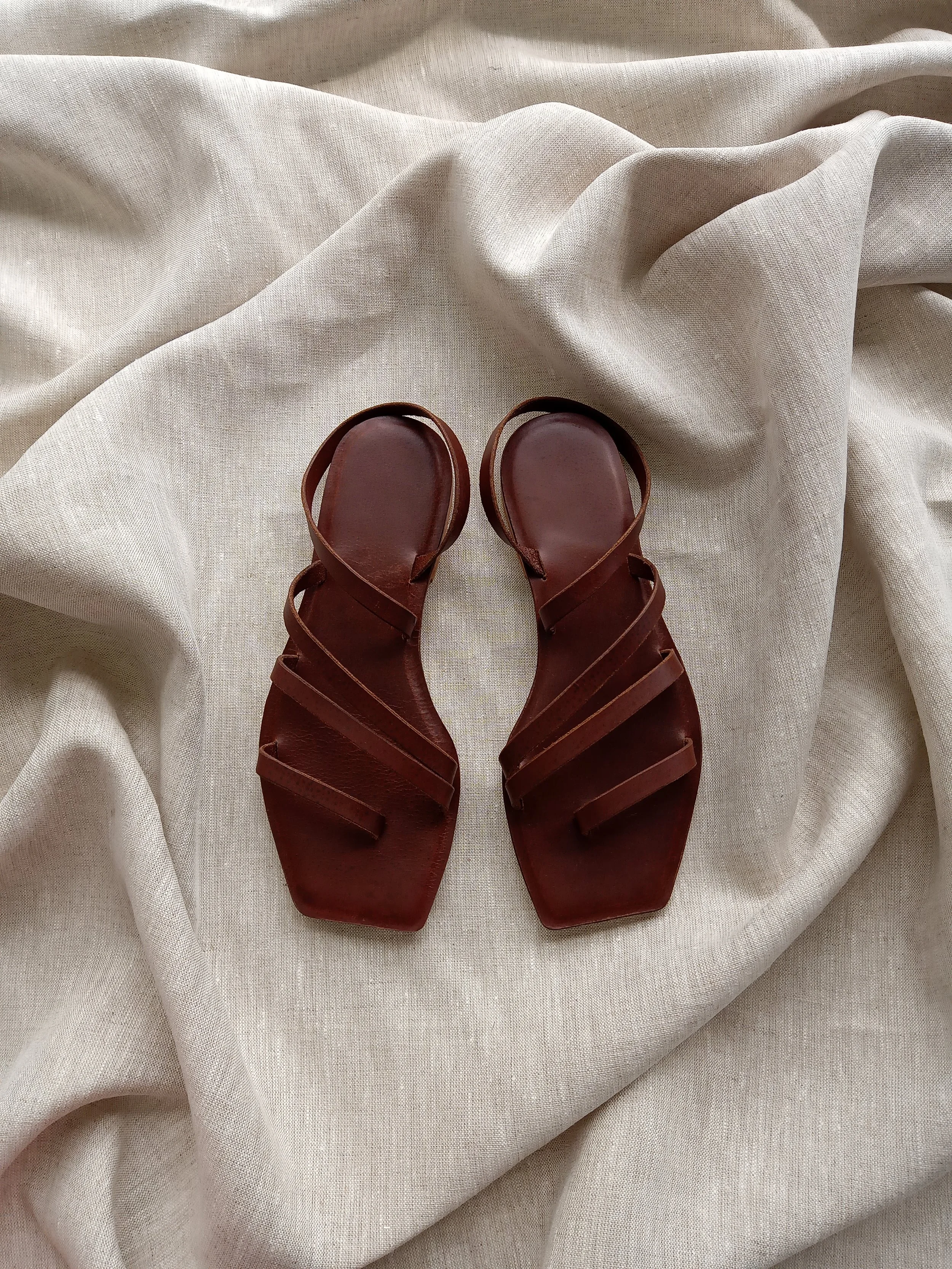 Handmade leather sandals - Chocolate Brown