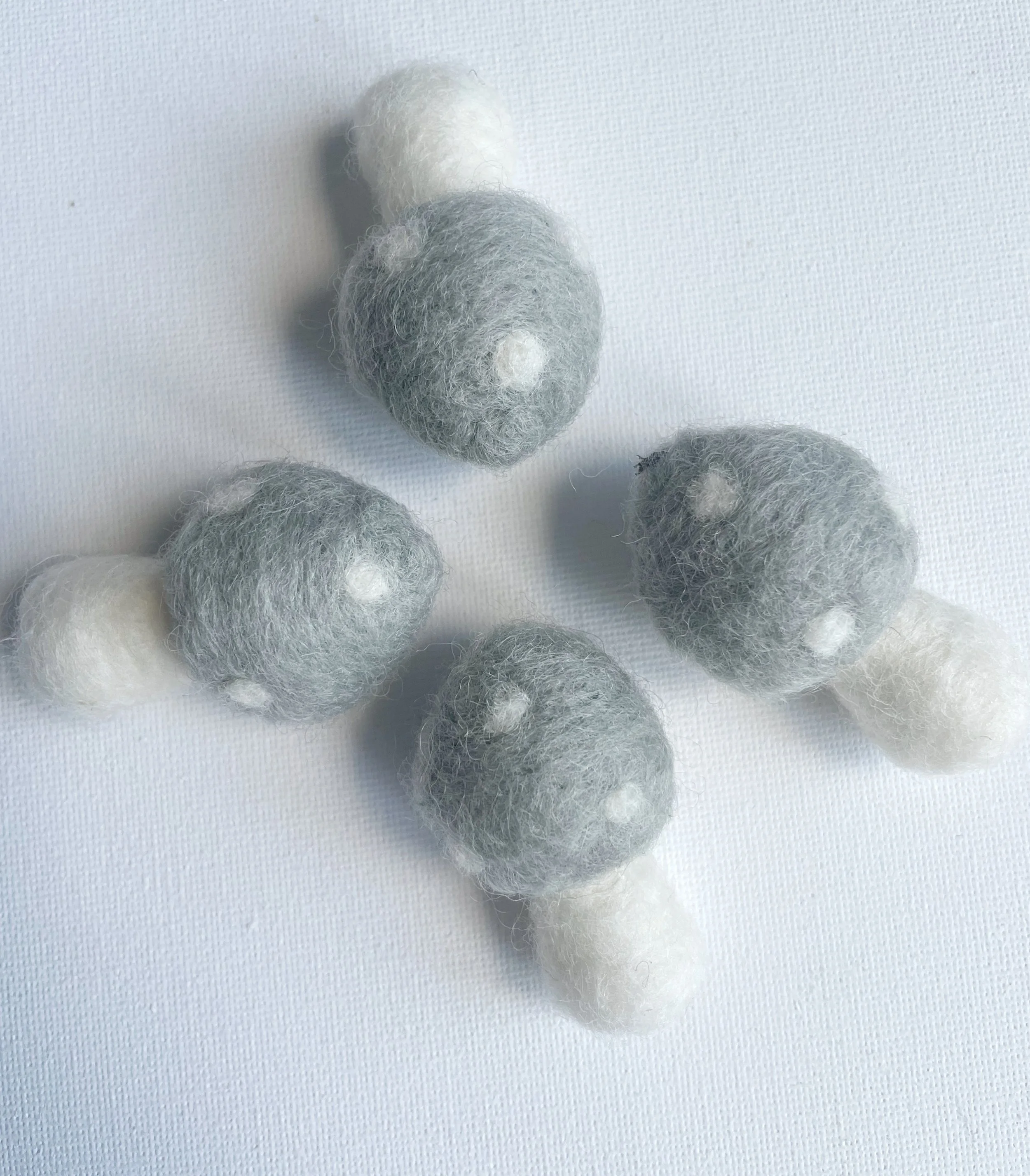 100% Wool Felt Mushroom Toadstool- 4.5cm - Silver Grey, 1 count