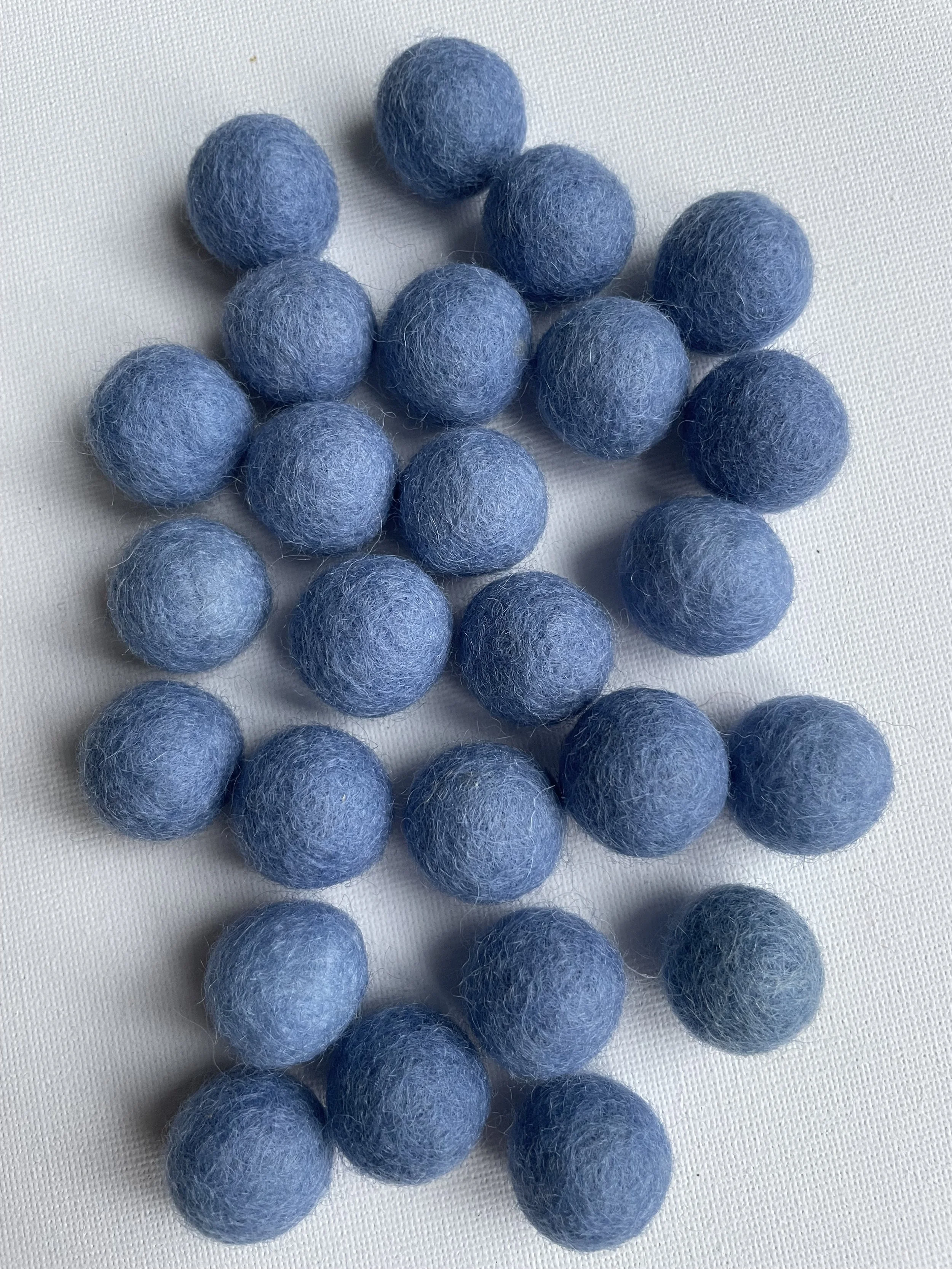 100% Wool Felt Balls - approx: 2cm French Blue, 1 count