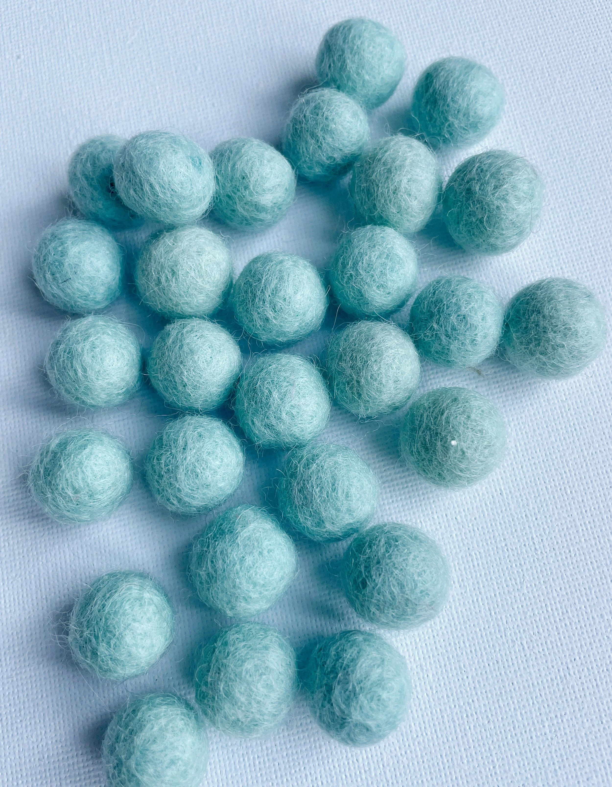 100% Wool Felt Balls - 1.5cm - Mint Blue, 1 count