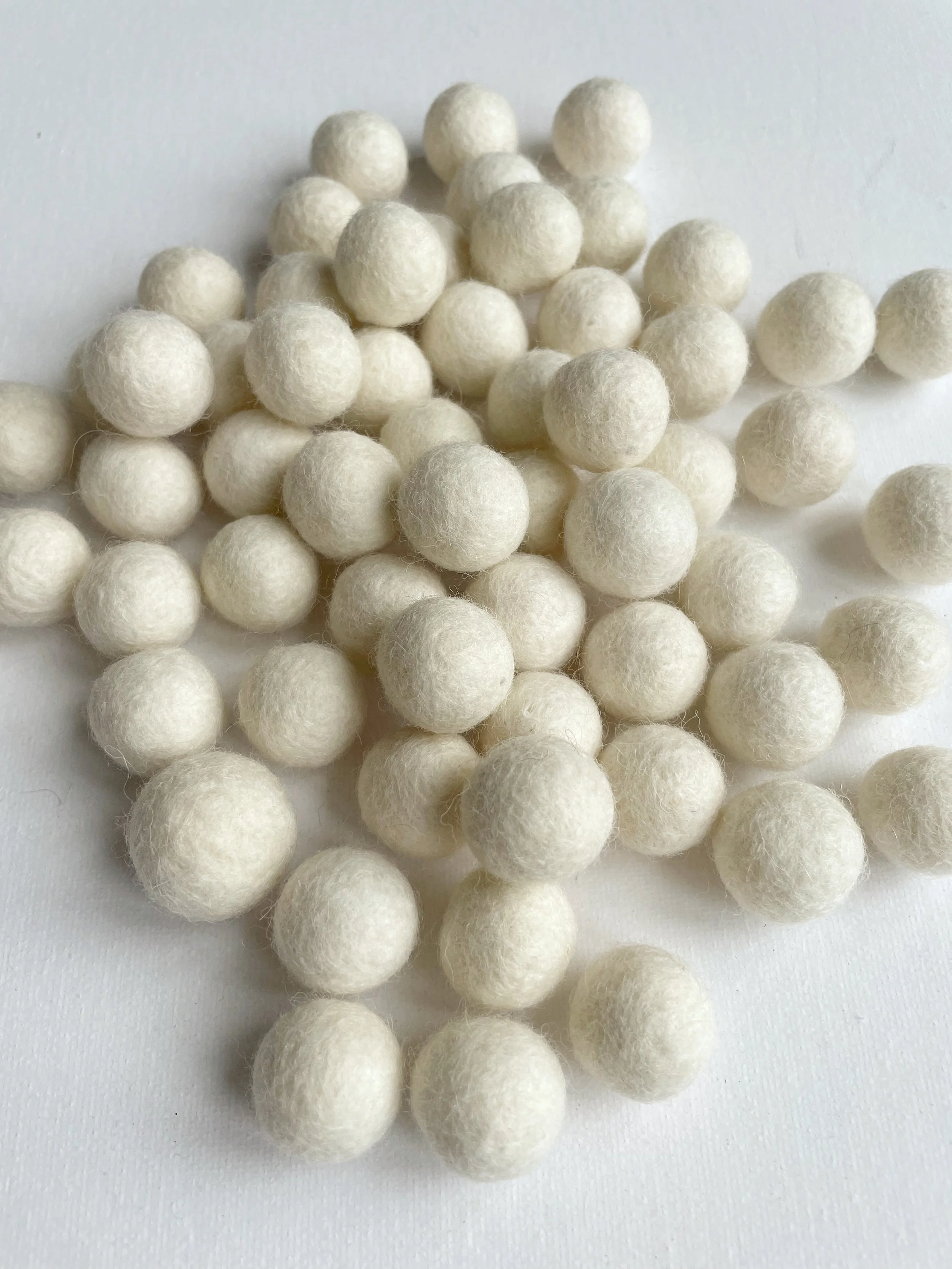 100% Wool Felt Balls - approx: 2cm Ivory