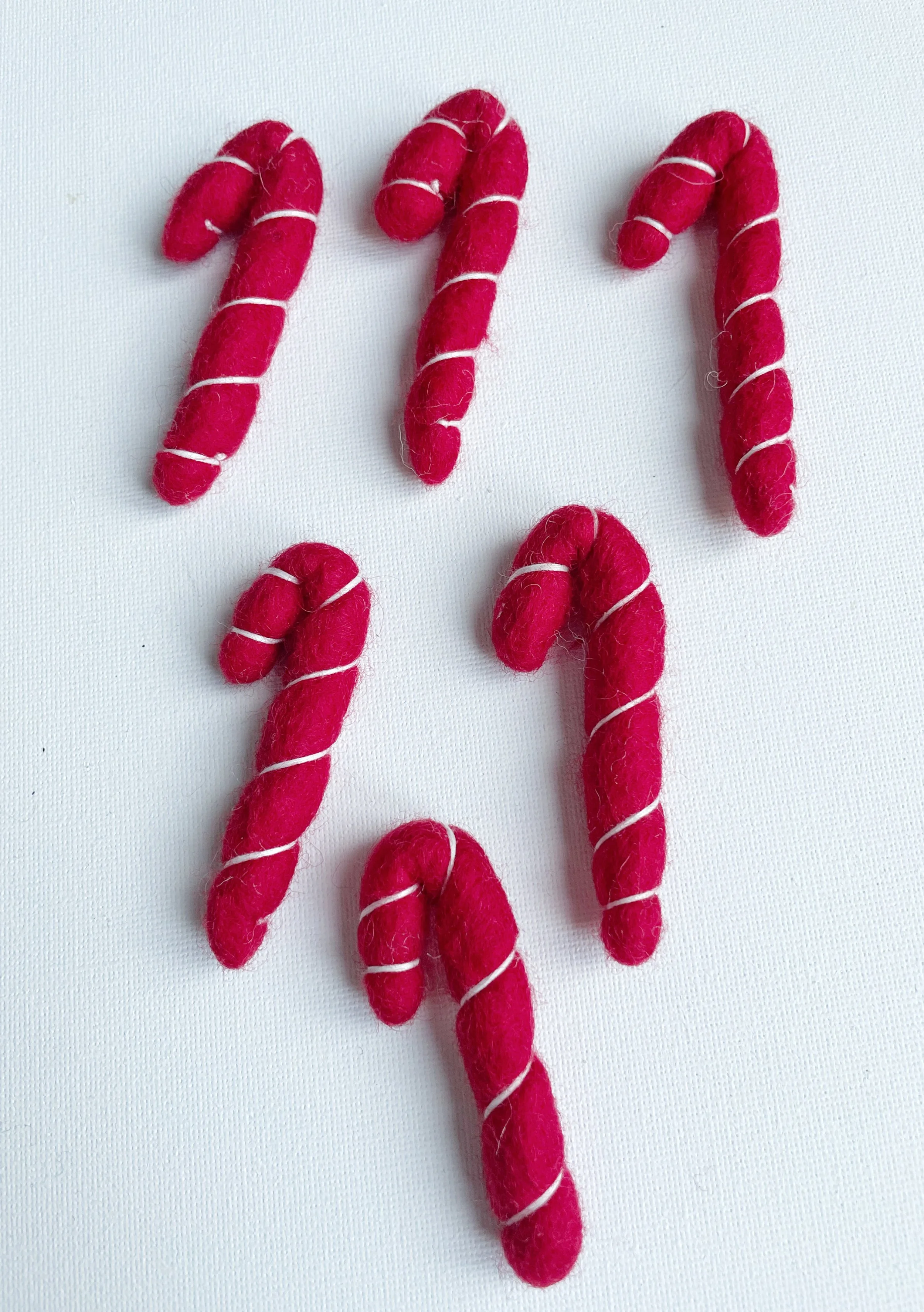 100% Wool Felt Christmas Candy Cane, red,  approx: 7cm -8cm