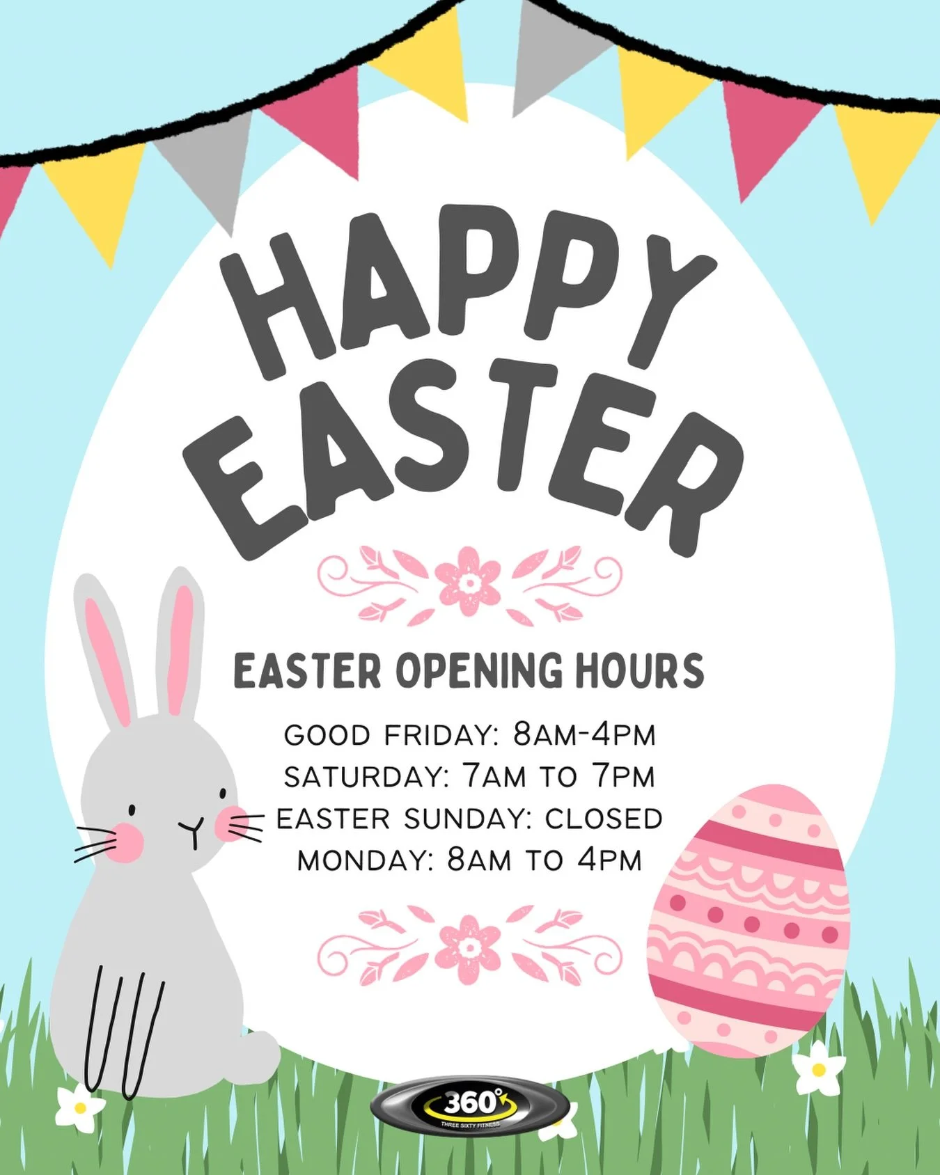 🐣 Easter Opening Hours 🐣 

Here&rsquo;s when you can train over the Easter weekend:

Good Friday: 8am &ndash; 4pm 
Saturday: 7am &ndash; 7pm 
Easter Sunday: Closed 
Easter Monday: 8am &ndash; 4pm 

Make sure to plan your sessions around these times