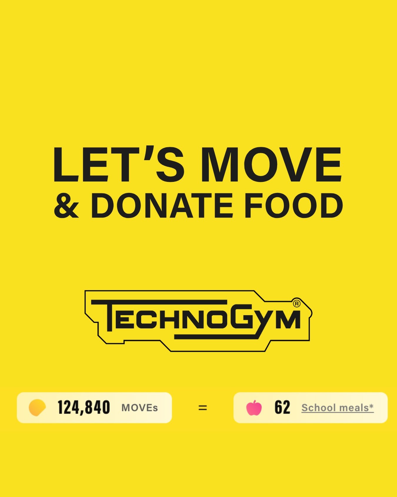 🌍 Let&rsquo;s Move &amp; Donate Food &ndash; Final Results 

A huge well done to everyone who took part in the Technogym Let&rsquo;s Move &amp; Donate Food campaign! 

Together, our members logged an incredible 124,840 MOVEs, which equates to 62 sch