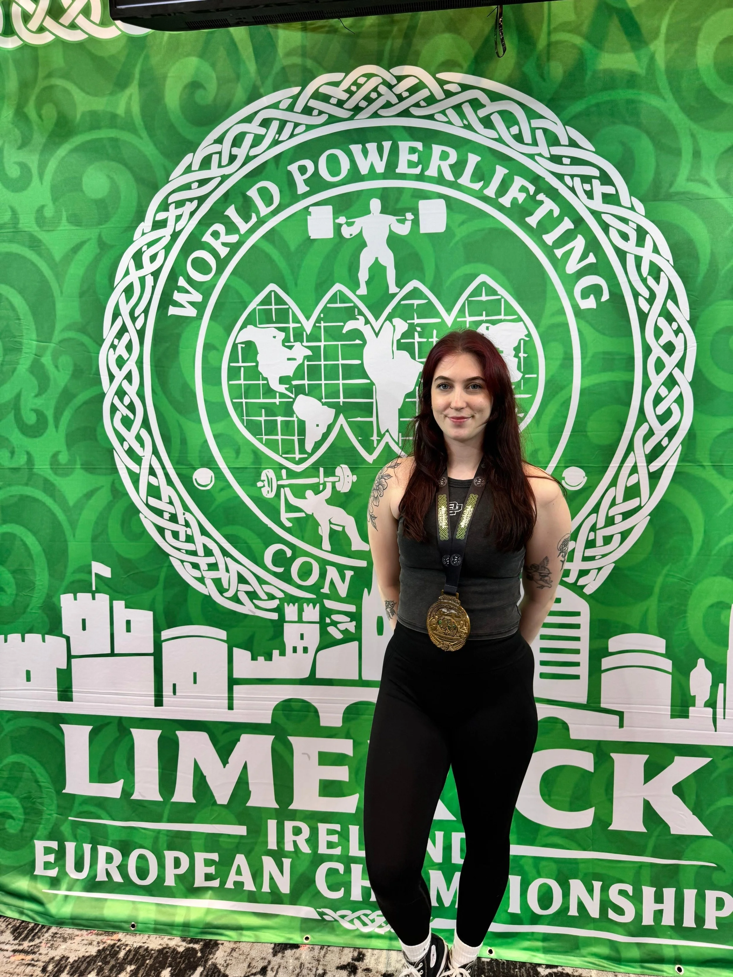 We have some news🥈

Last week, our very own Samantha travelled to the European Powerlifting Championships in Ireland, and came home with a silver medal in her weight class!

132.5kg squat. 67.5kg bench. 150kg deadlift. 350kg total.

This is the pers