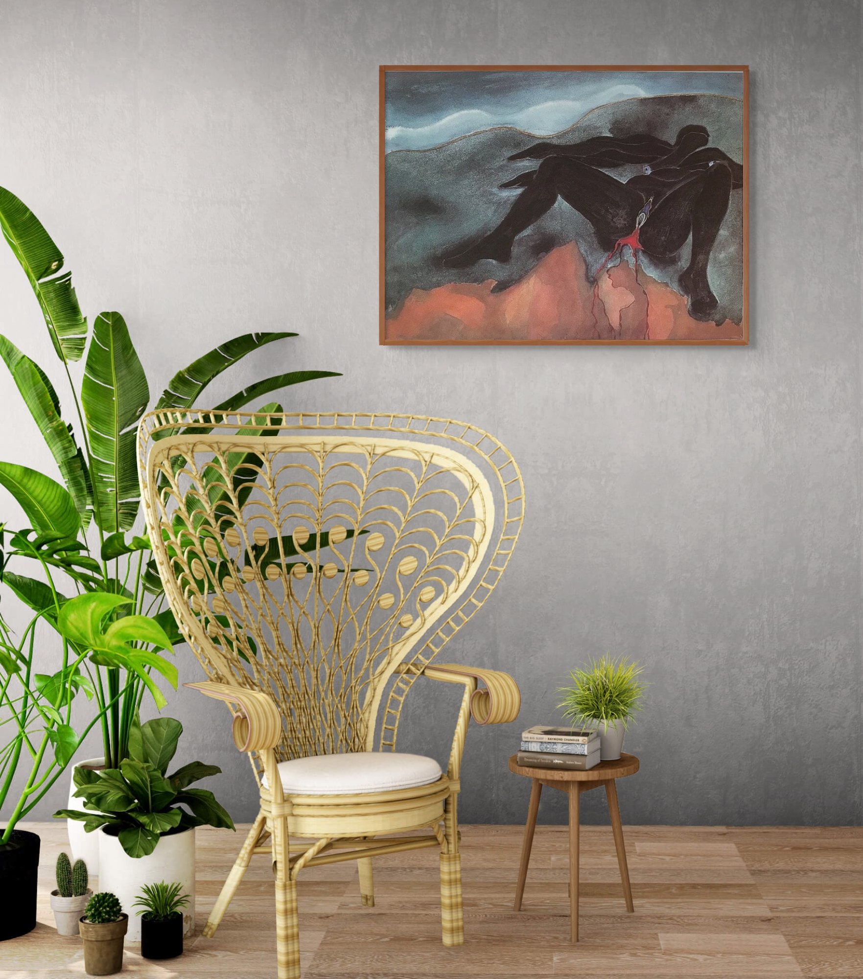 Woman Bleeding on Rocks Print