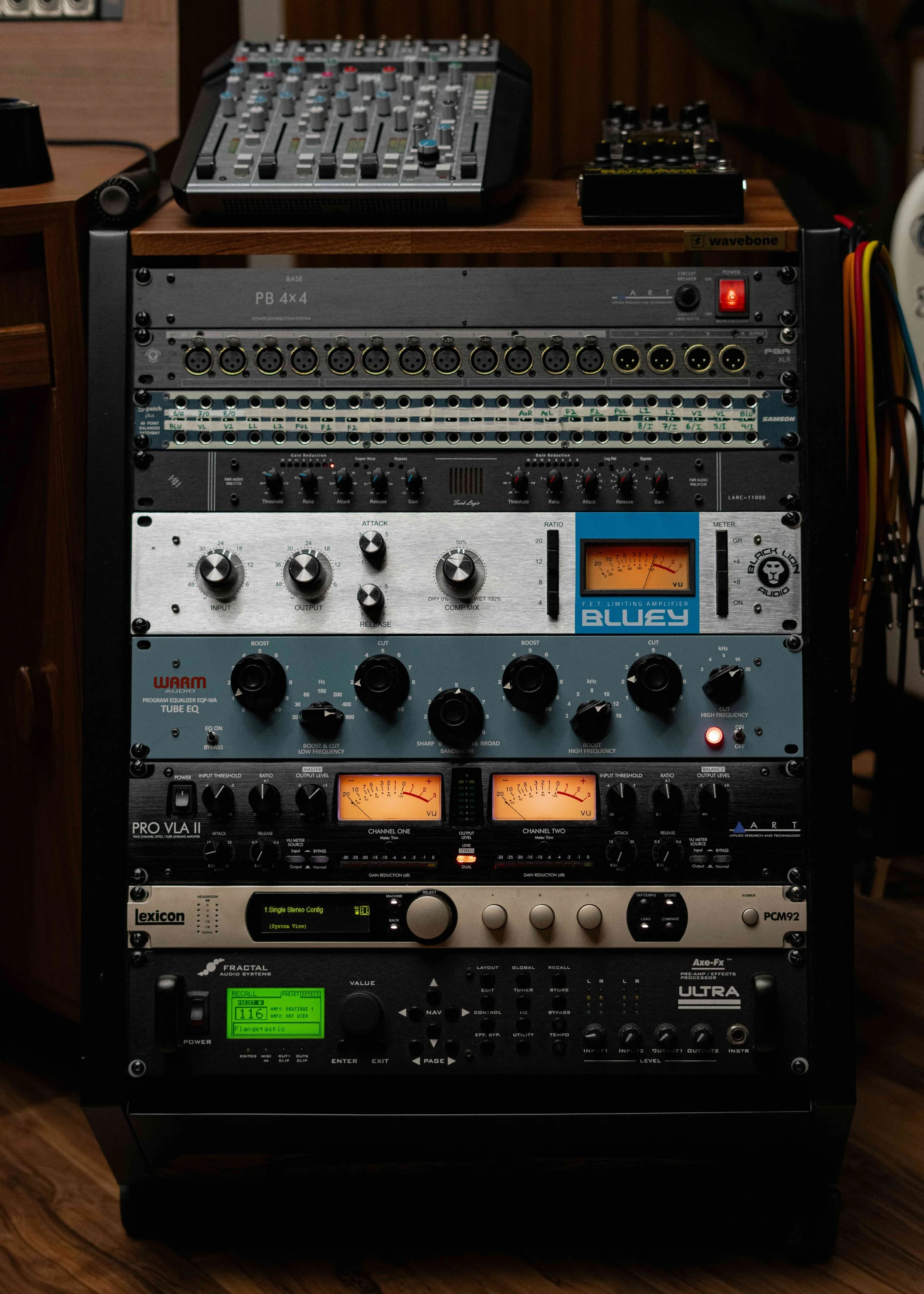 Black Lion Audio Bluey, Warm Audio EQP-WA, ART Pro VLA II, Lexicon PCM 92, Fractal Axe-FX Ultra