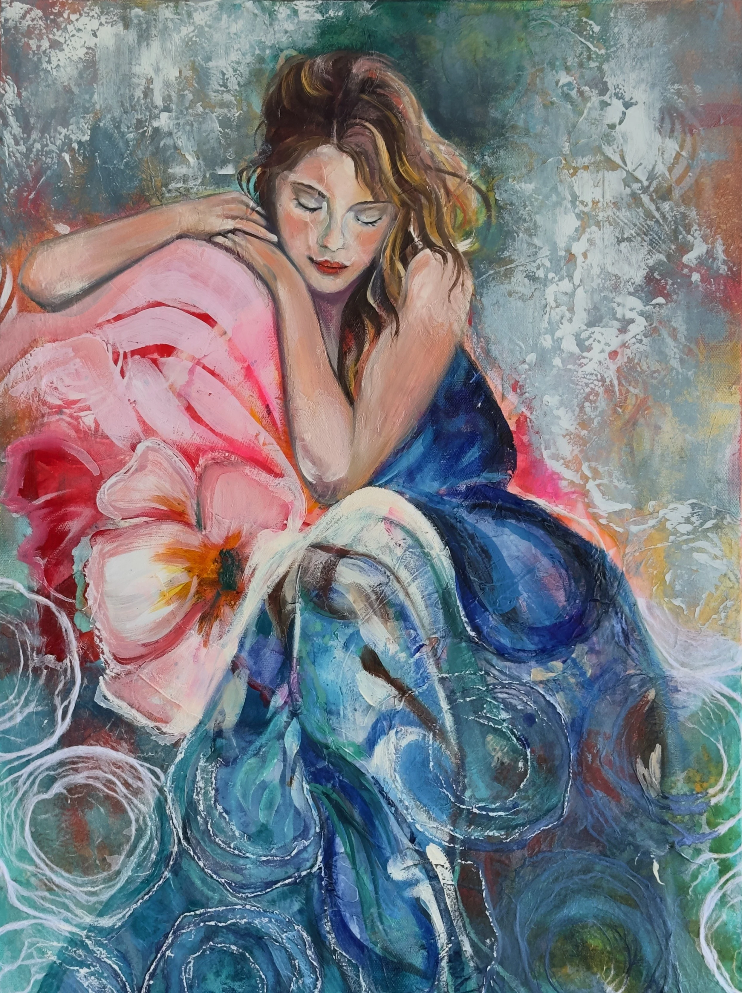 Ethereal Reflection - Oil & Collage Canvas Art