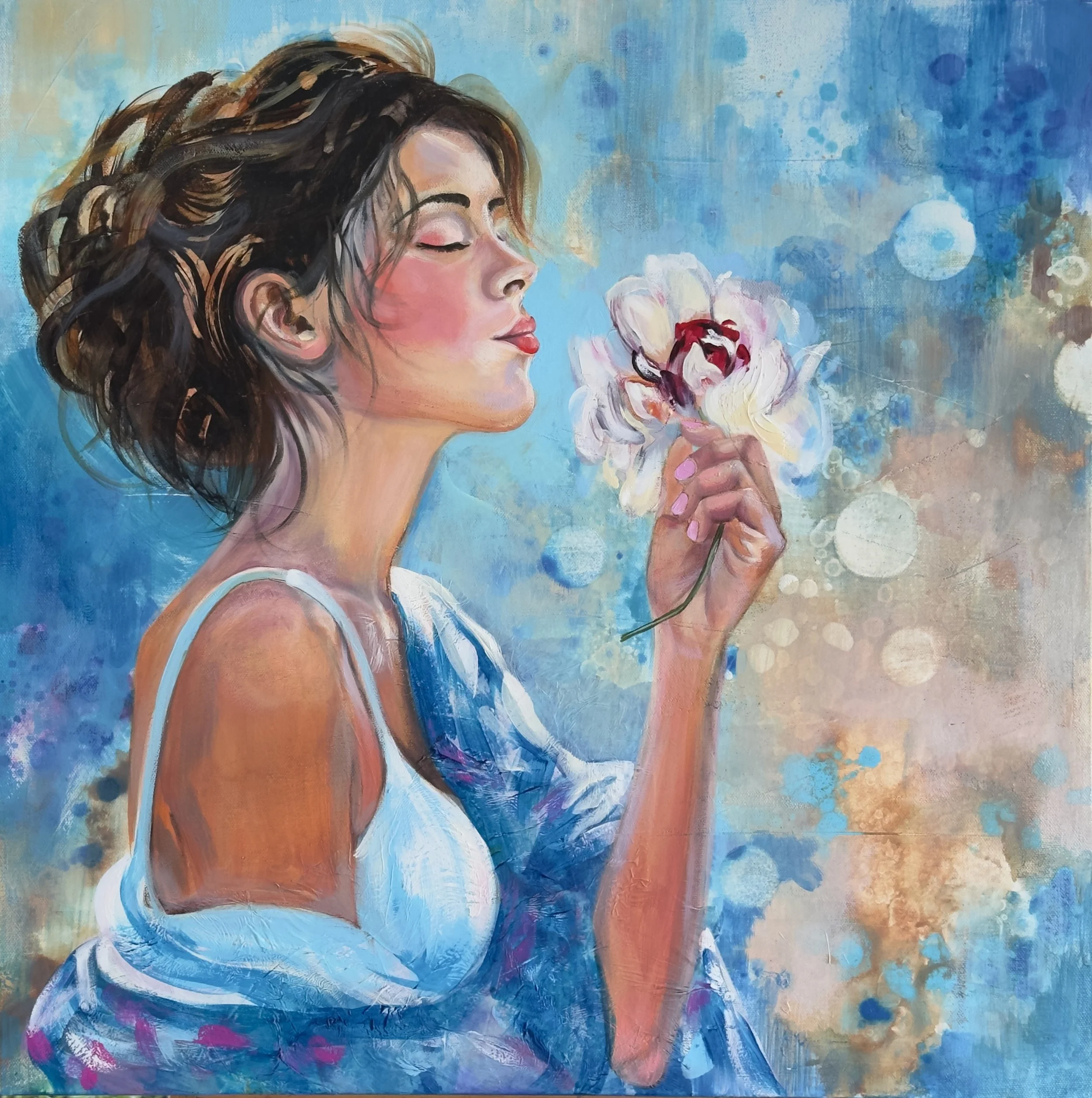 Serenity in Bloom - 24x24 Canvas Oil Painting