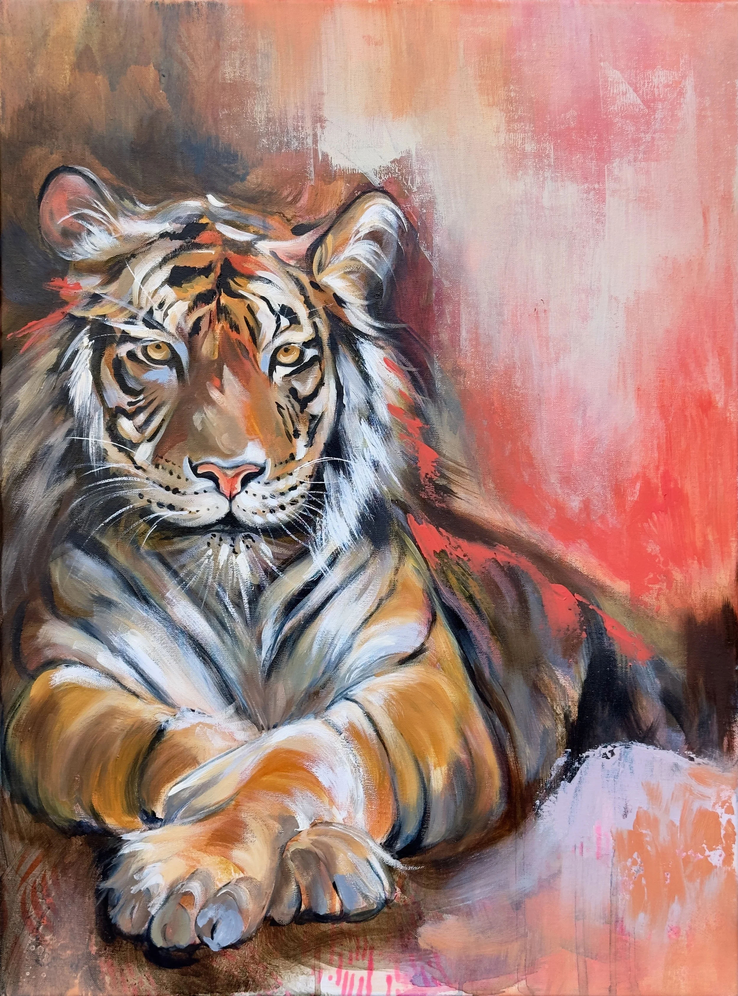 Majestic Tiger 18 x 24 Oil Painting on Linen