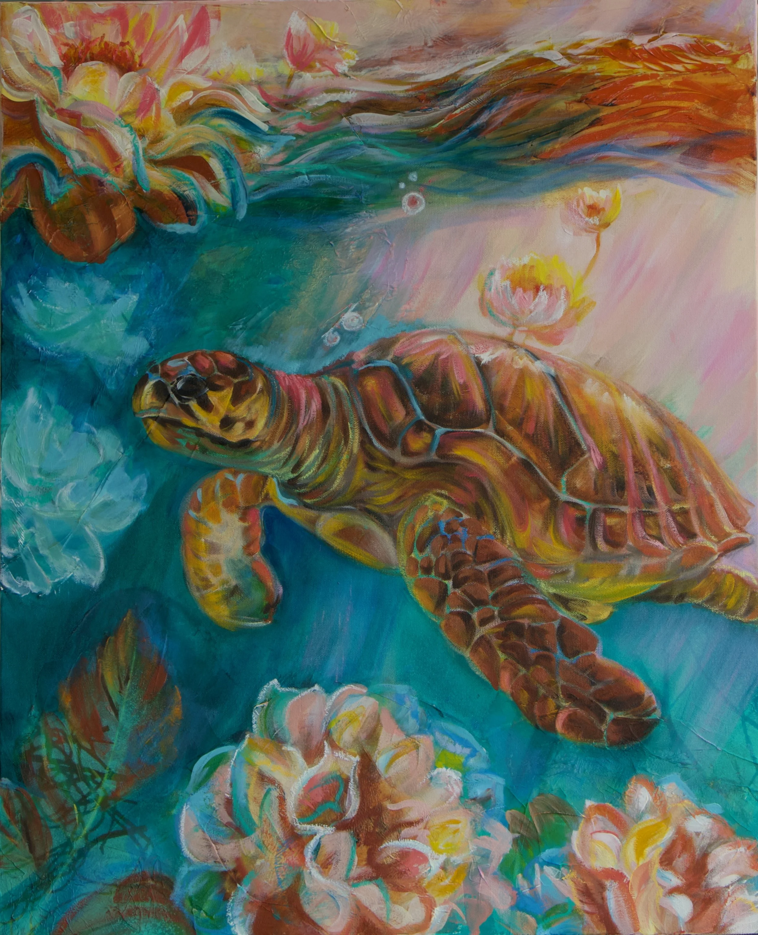 Underwater Turtle Elegance Fine Art Print