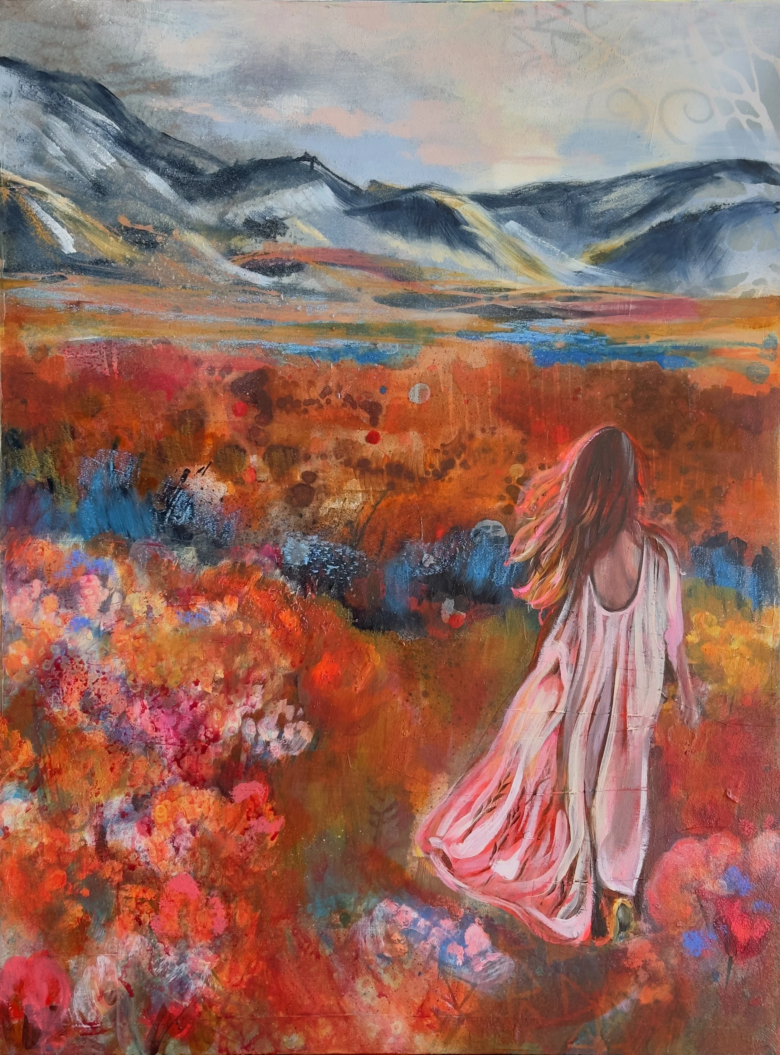 Enchanting Landscape with Female Figure - 18 x 24 Oil Painting
