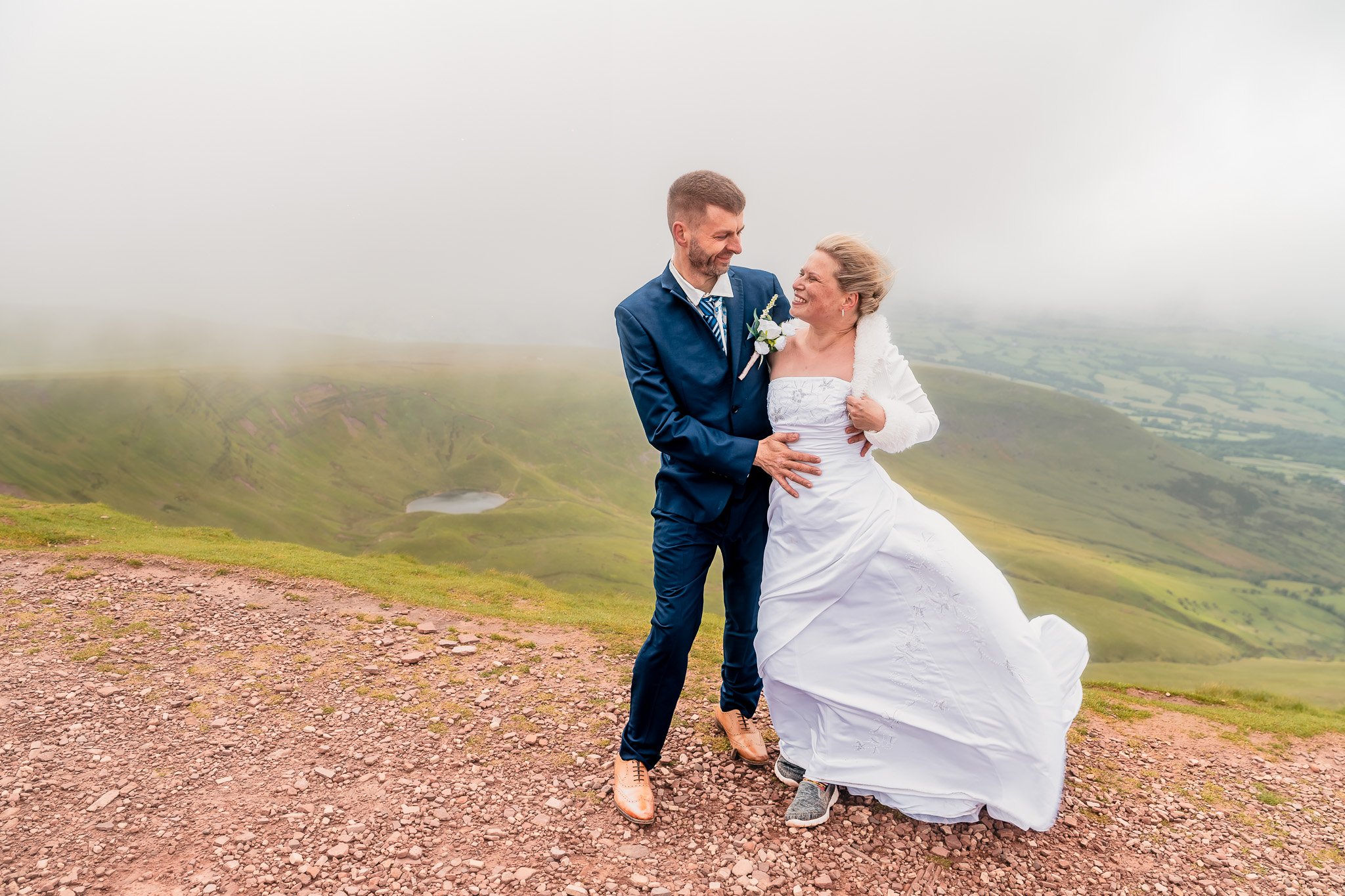 Panoramic wedding portraits in the Brecon Beacons National Park
