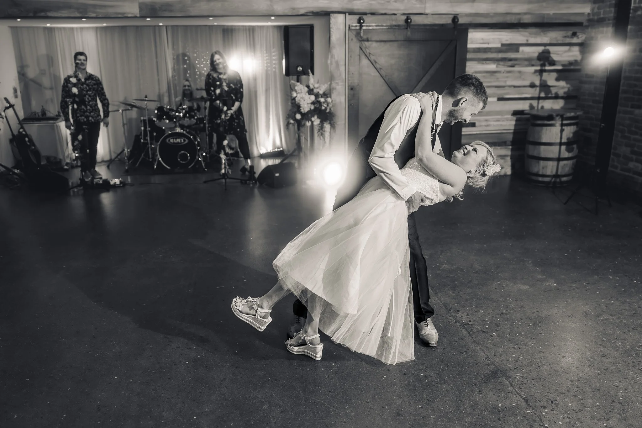 First dance at Barn at Brynich wedding reception