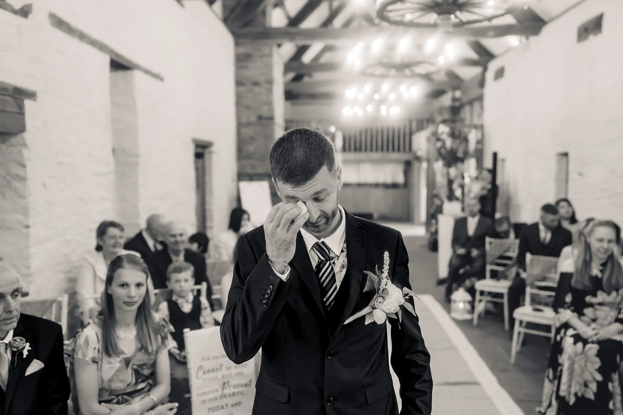 Emotional wedding ceremony at Barn at Brynich in Wales