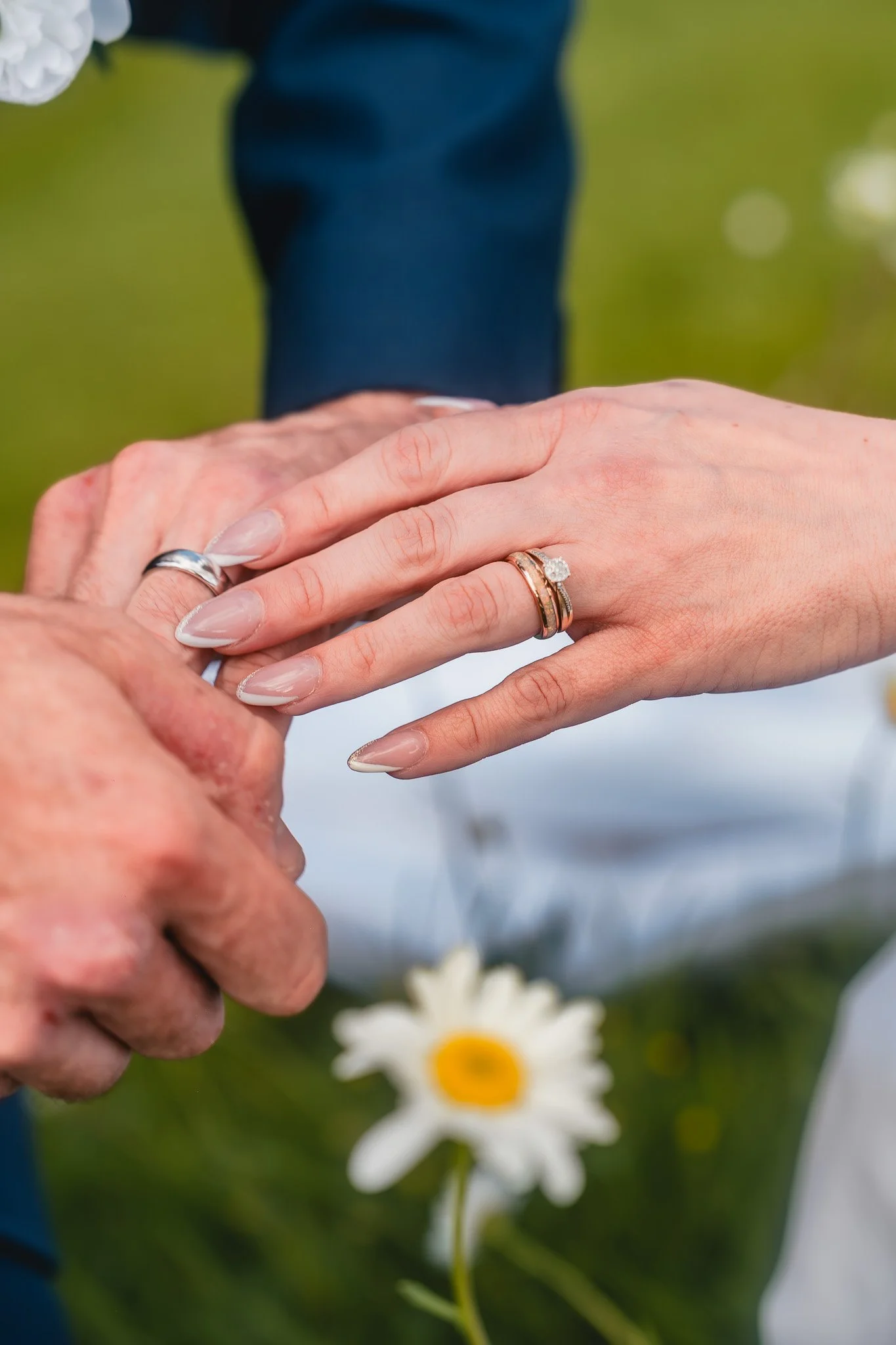 Bride and groom walking together at Barn at Brynich