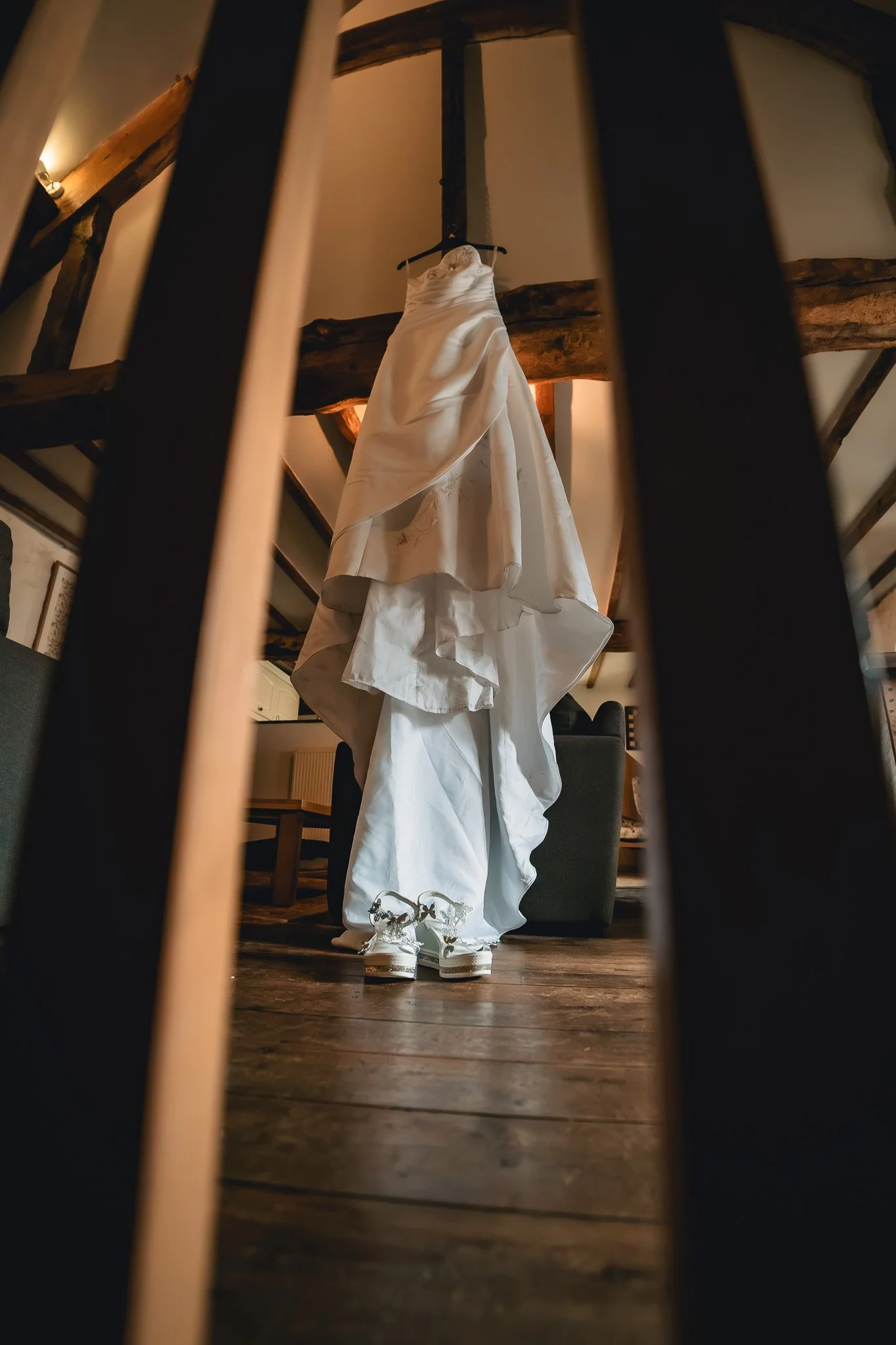 Bride getting ready at Barn at Brynich wedding venue in the Brecon Beacons