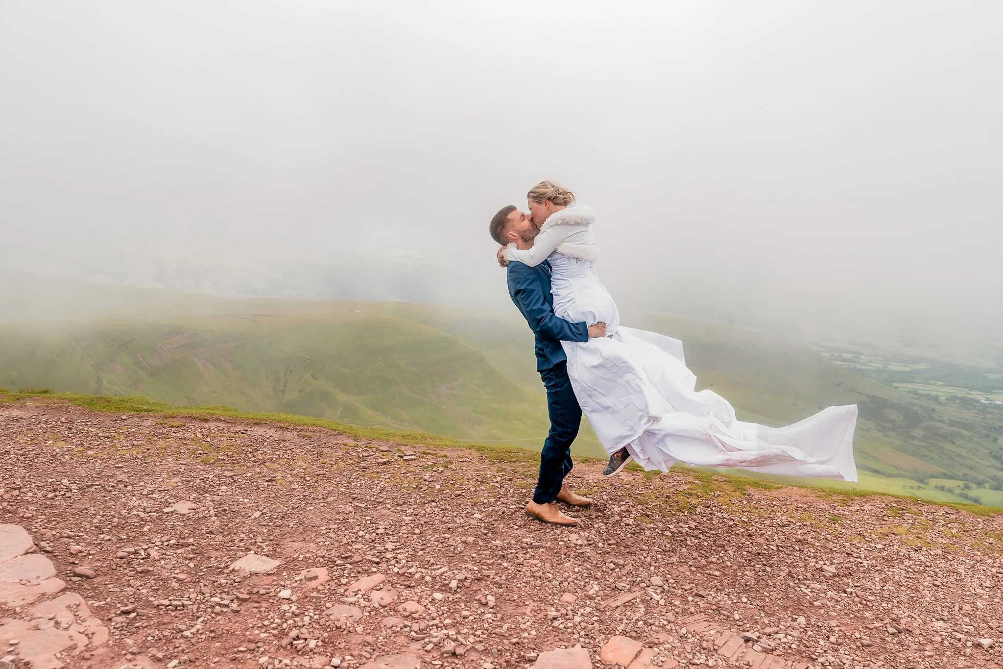 Panoramic wedding portraits in the Brecon Beacons National Park