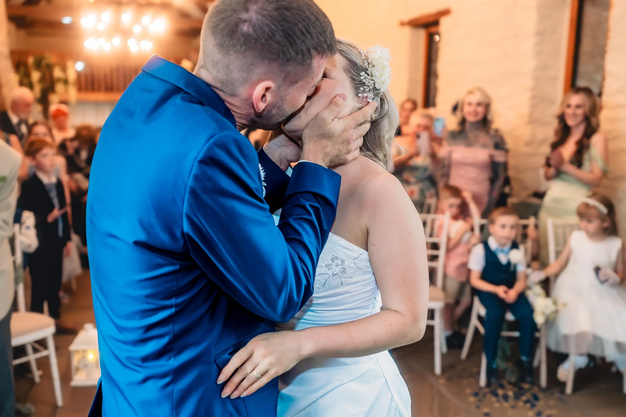 Emotional wedding ceremony at Barn at Brynich in Wales