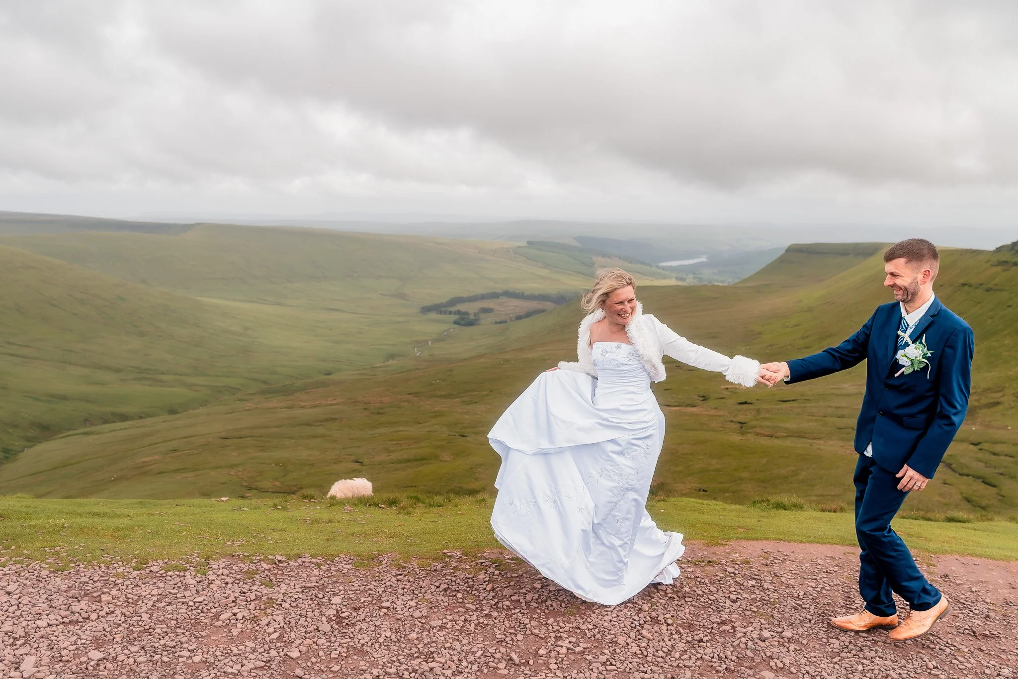 Panoramic wedding portraits in the Brecon Beacons National Park