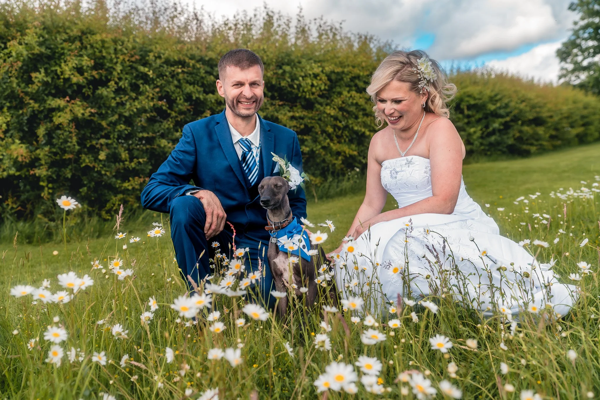 Bride and groom walking together at Barn at Brynich