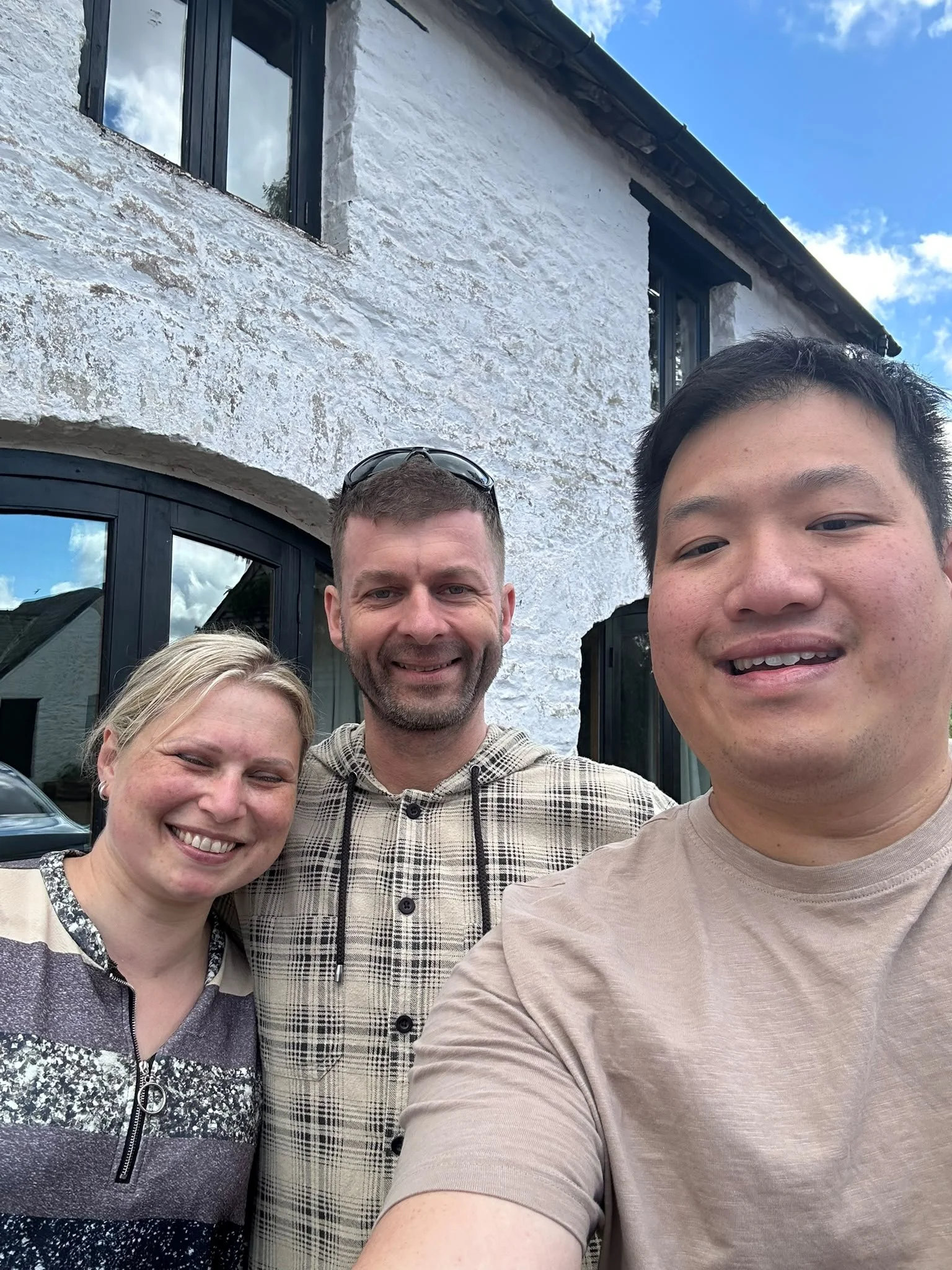 Selfie with Fay and Haydn after their Barn at Brynich wedding weekend