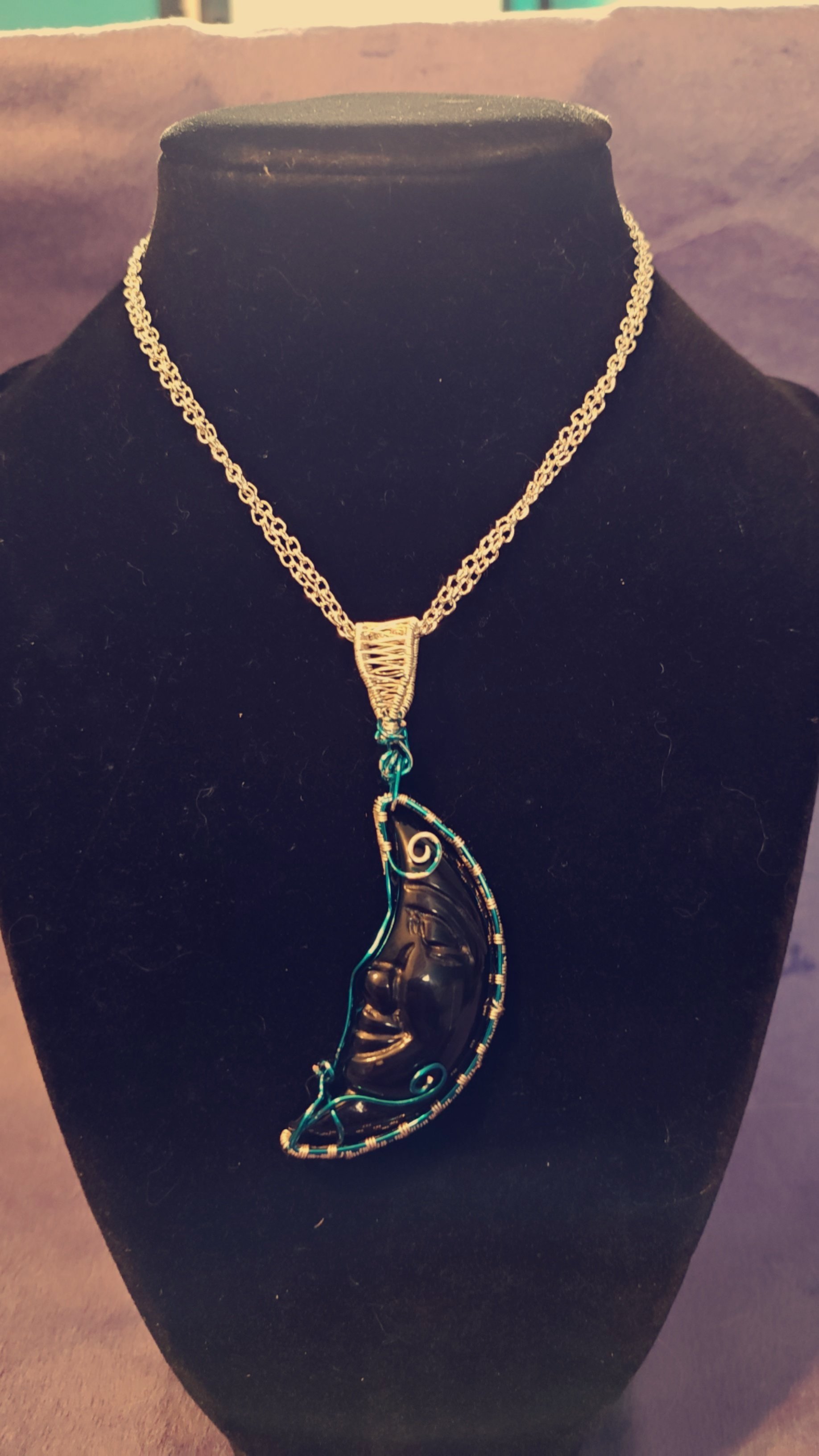 Obsidian Crescent Pendant
