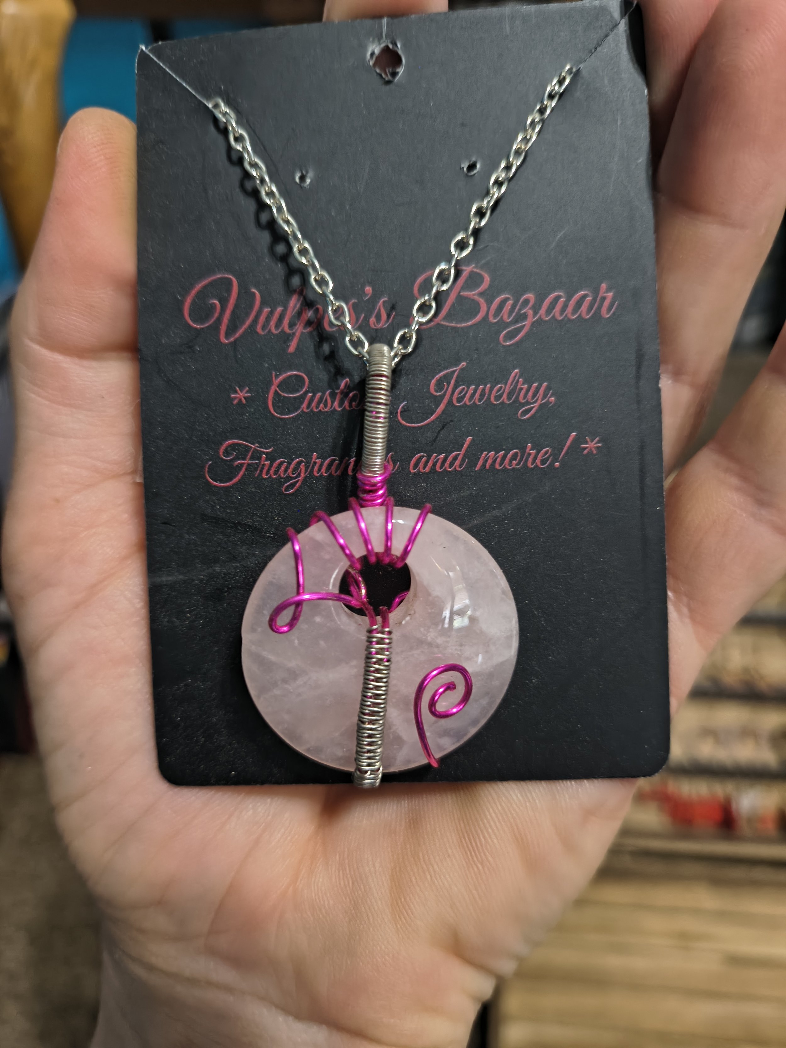 Rose Quartz Donut Pendant