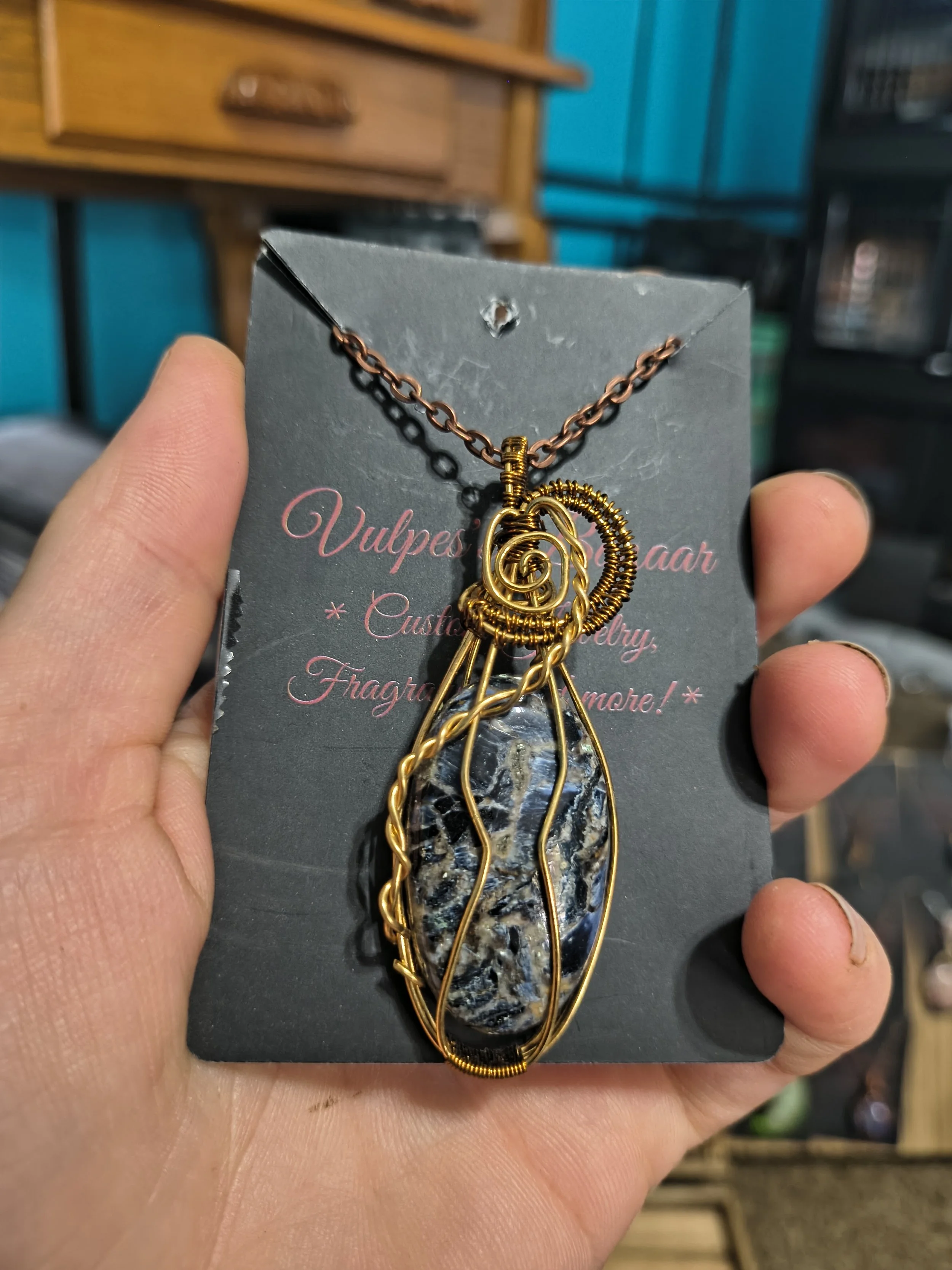 Simply Wrapped Pietersite Stone Pendant