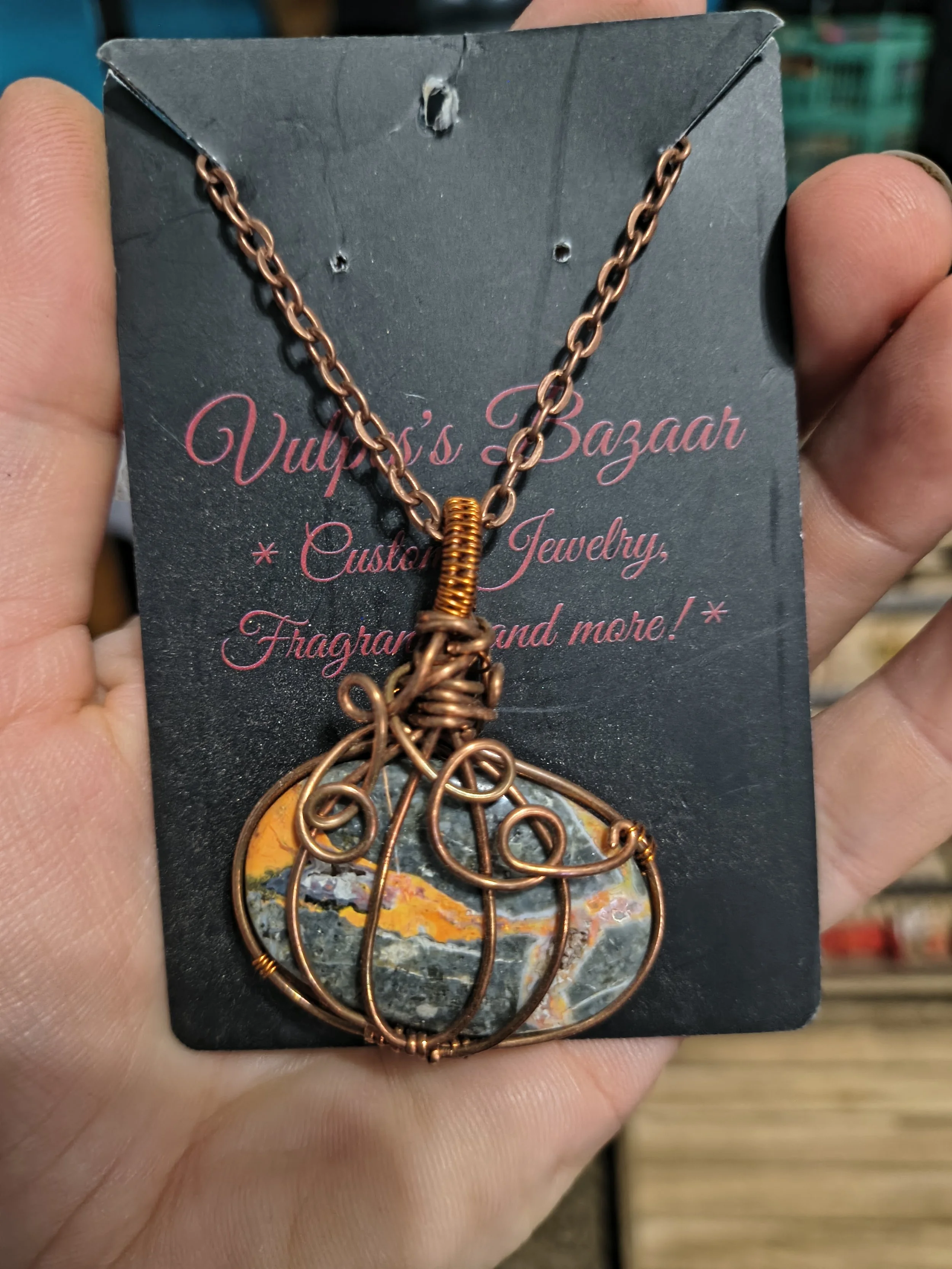 Pumpkin Charm Lava Stone Pendant