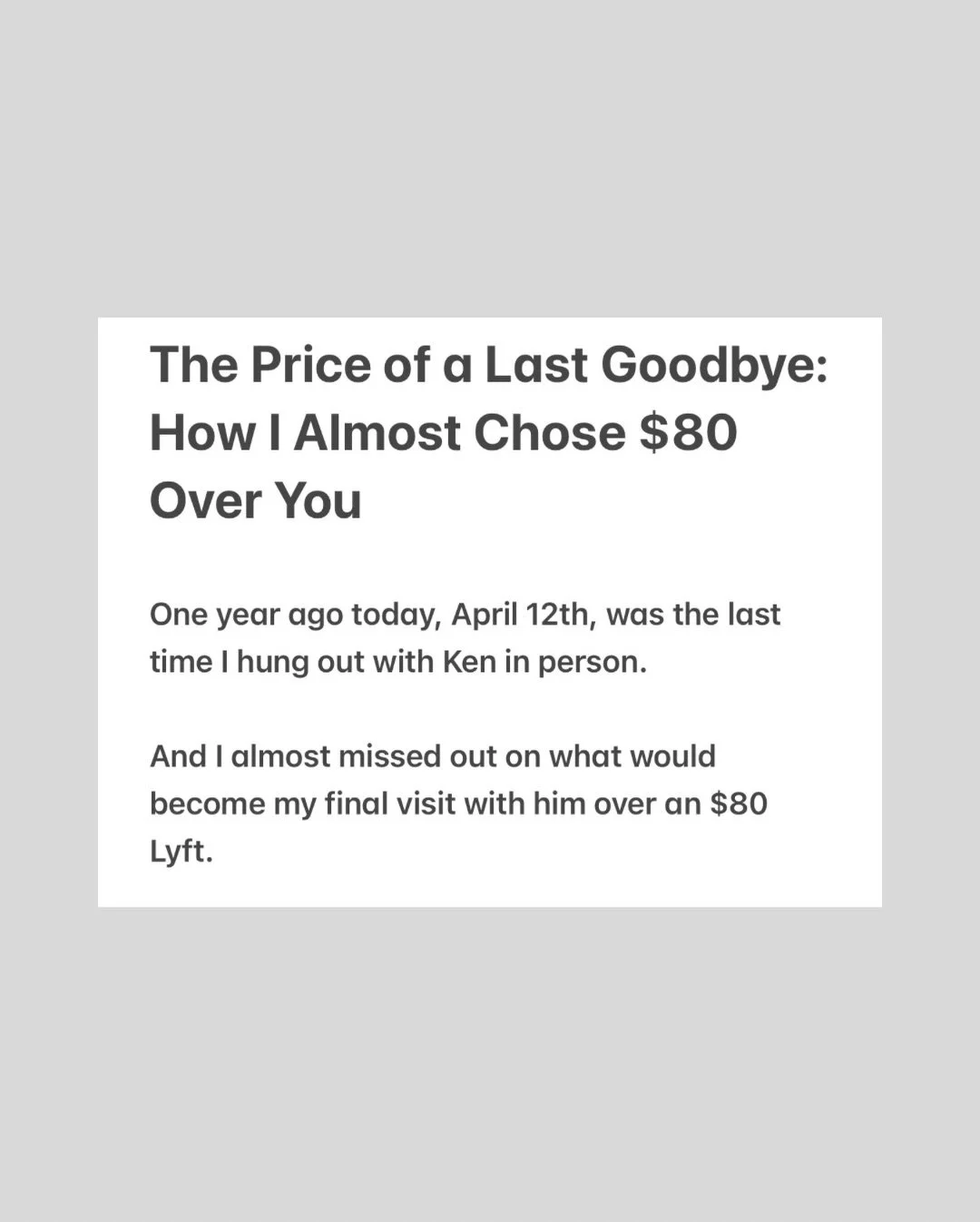 The Price of a Last Goodbye: How I Almost Chose $80 Over You