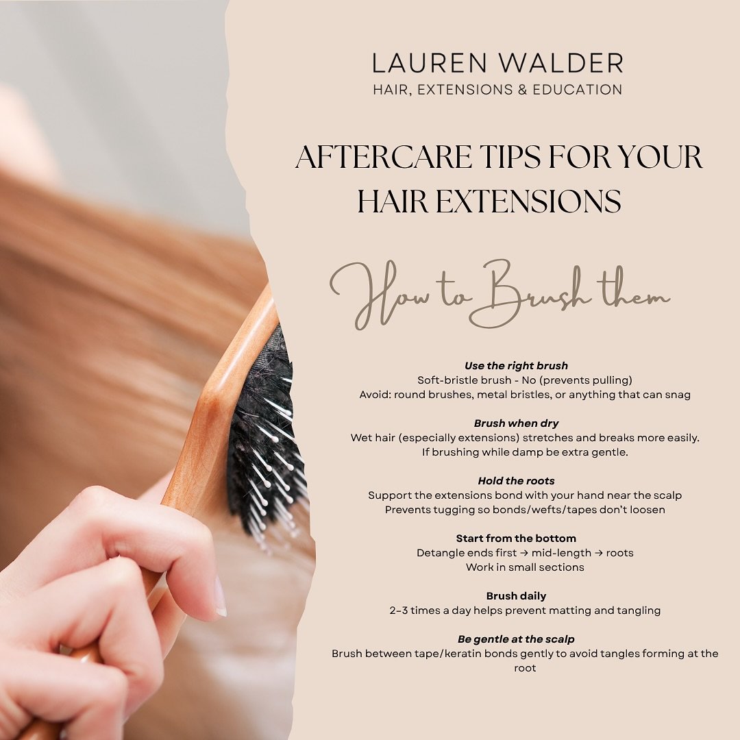 Your extension routine doesn&rsquo;t end in the salon 👀

This aftercare guide covers brushing, washing &amp; night time care so your hair stays smooth &amp; shiny ✨

Save &amp; share 

#HairEducation #ExtensionCareTips #SalonPro #hairextensionspecia