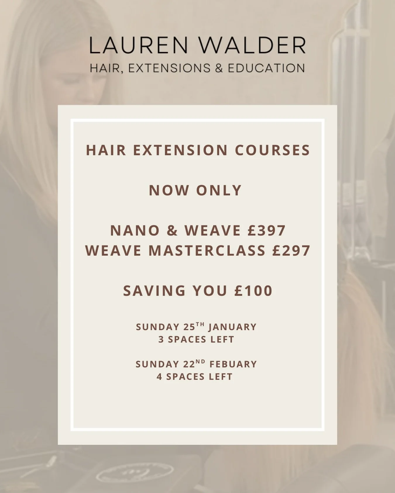 Starting a new career in 2026? This is your sign. ✨
Learn the art of hair extensions with me and step into a flexible, empowering career you control.

Why hair extensions?
Because becoming a hair extension technician gives you freedom, flexibility, a