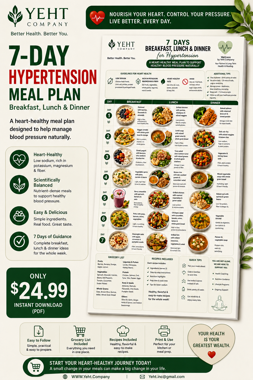 The 7-Day Hypertension Meal Plan Packet