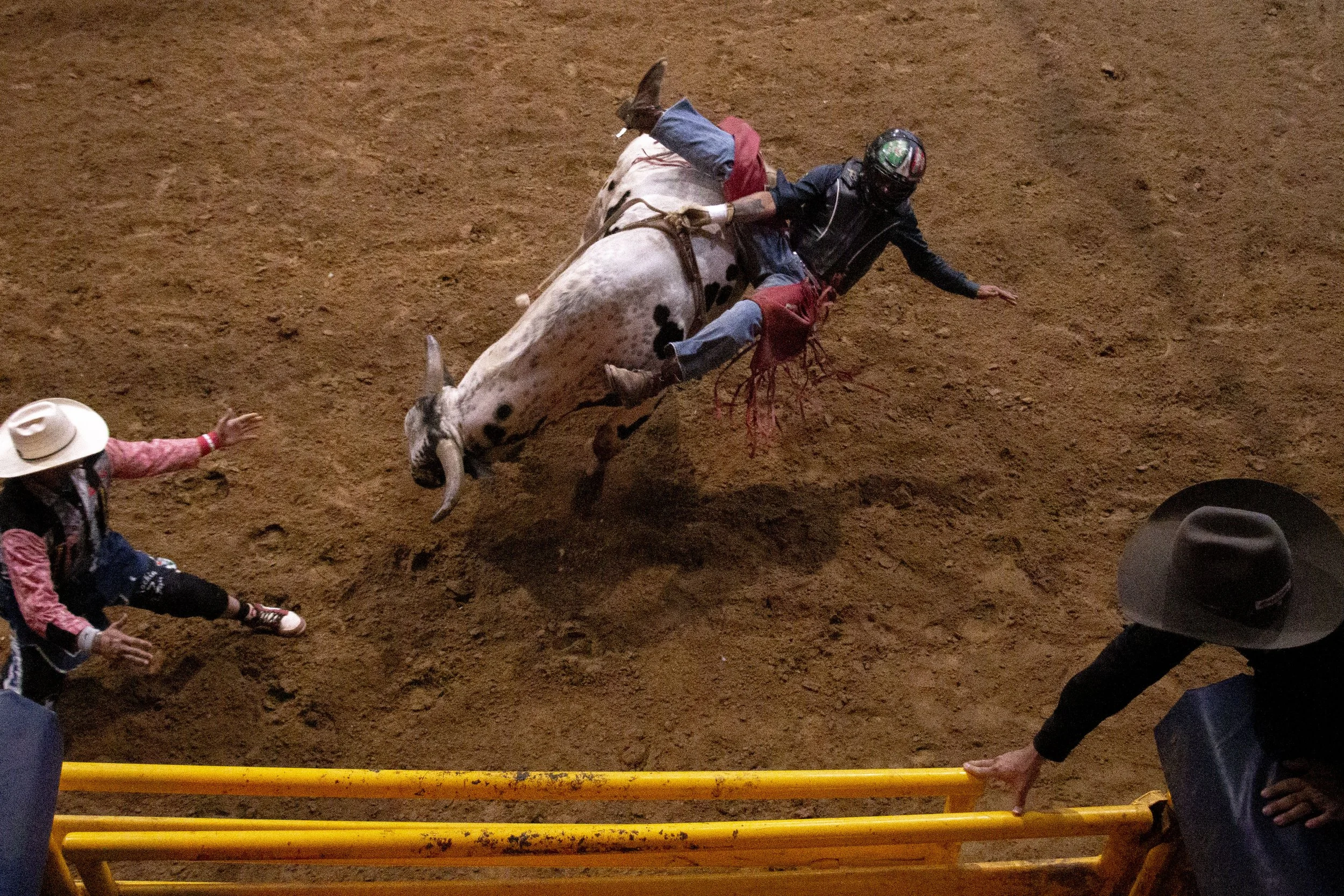 David Perez rides a bull at Billy Bob's on March 29, 2025.