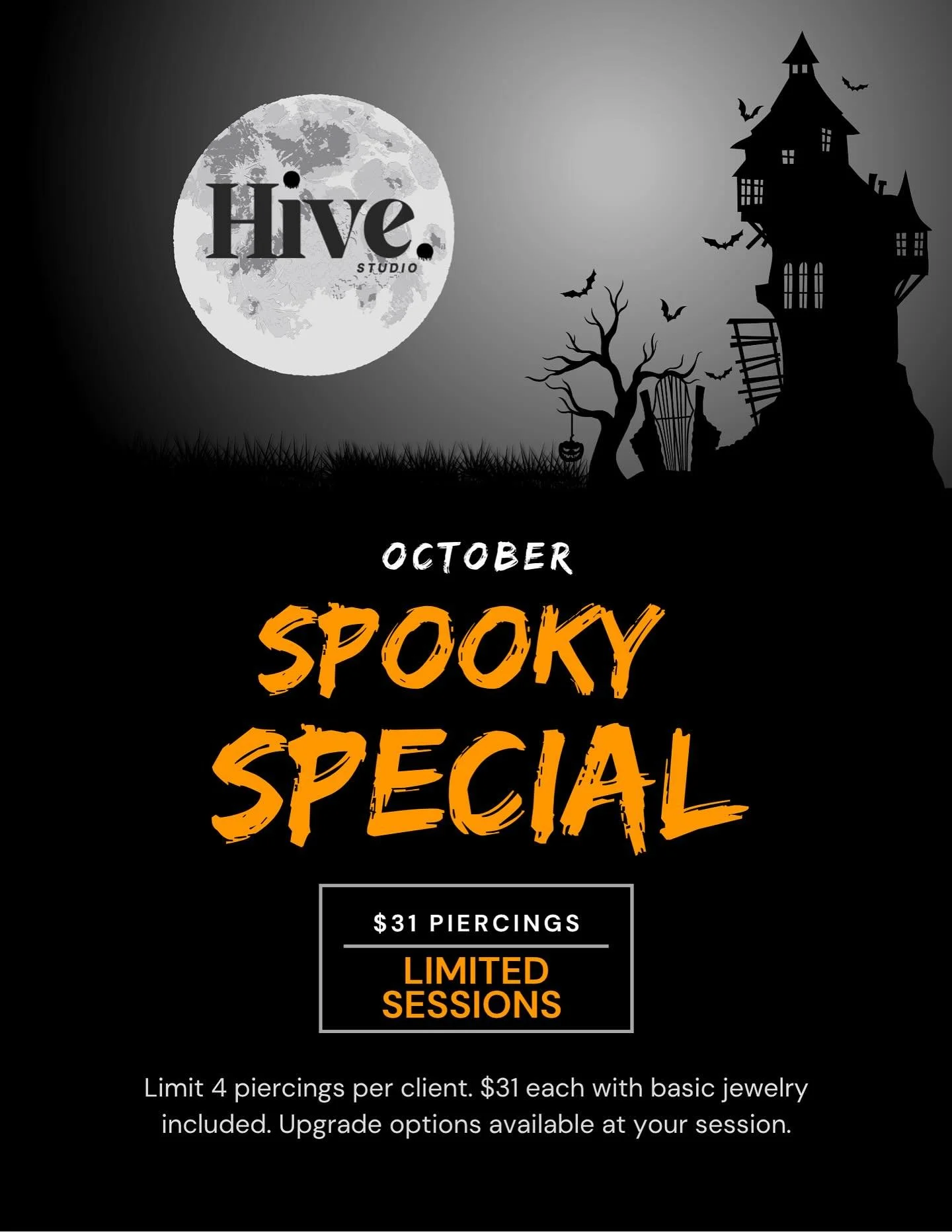 ππ»πΈοΈβ¨ SPOOKTACULAR SPECIALβ¨πΈοΈπ»π
Are you ready for this frightfully fun deal?! ππ§‍βοΈ
We sure are! π€
π©Έ $31 per piercing (limit 4 per person)
π§Ώ Basic jewelry included — upgrades available at your session!
π·οΈ LIMITED SESSIONS avai