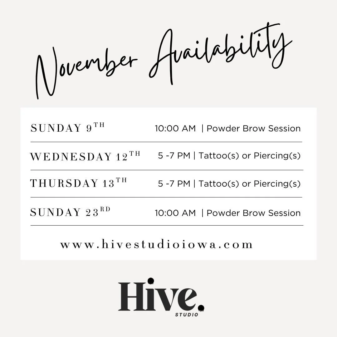 🍂 November availability is almost gone! 🍂 

Don&rsquo;t forget to use code FALL25 for 15% off before the promo ends! 🍂

Now&rsquo;s the perfect time to get those flawless brows before the holiday season. 🎁

As always, you can book through our web