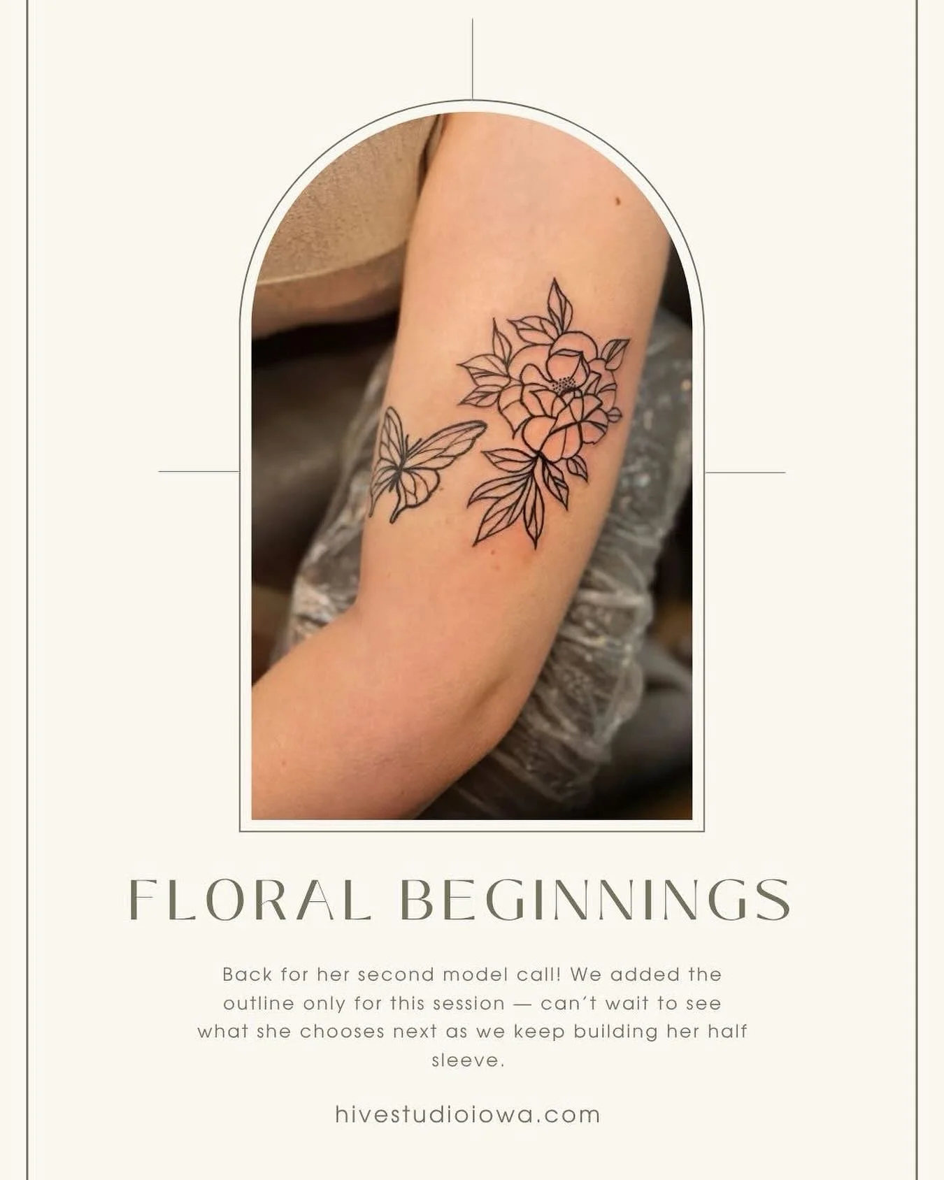 New ink loading&hellip; 🔥

Back in the chair for her second model call 🙌 Slowly bringing her half sleeve to life &mdash; this stage is just the outline, and we can&rsquo;t wait to see what she chooses next!

From fine line florals to bold custom pi