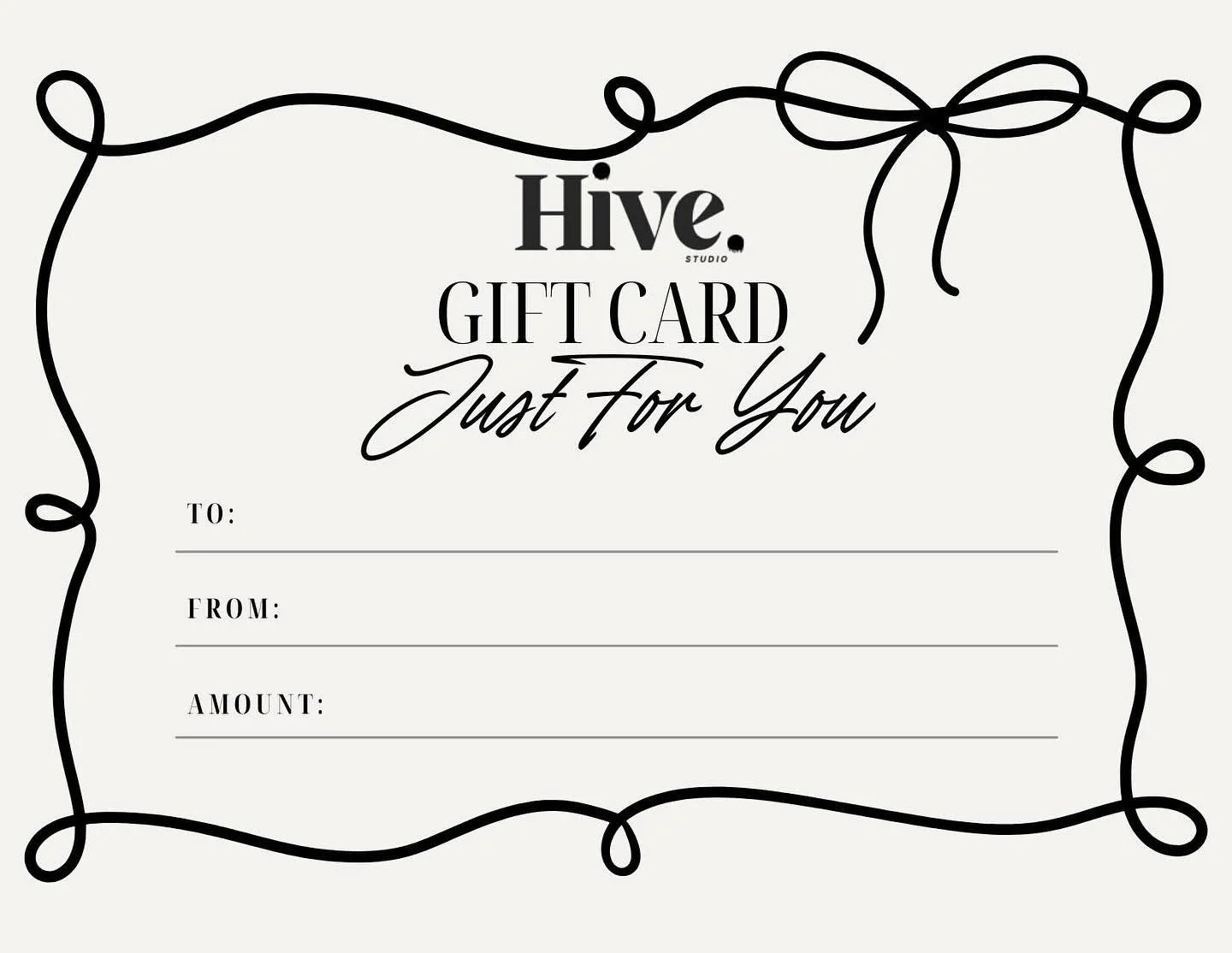 🎉 BLACK FRIDAY GIFT CARD SPECIAL 🎉
Give the gift of ink, sparkle, or glam this season ✨

🖤 Available as eGift Cards 💻 or Physical Gift Cards 💌
📍 Physical cards: pickup during our Holiday Open House
📅 December 22 | 4&ndash;7PM at Hive Studio, S