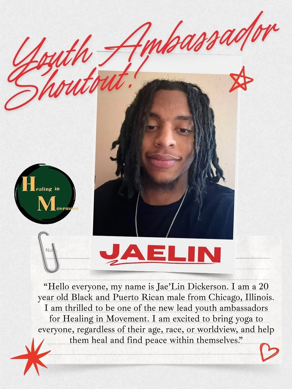 Jae got accepted to be a youth ambassador in August 2025 and is now our lead youth ambassador for coordinating and collaborating on youth programming! 🕊️🌱💥 We are so blessed for their vulnerability, courage, and drive to make energetic shifts! The