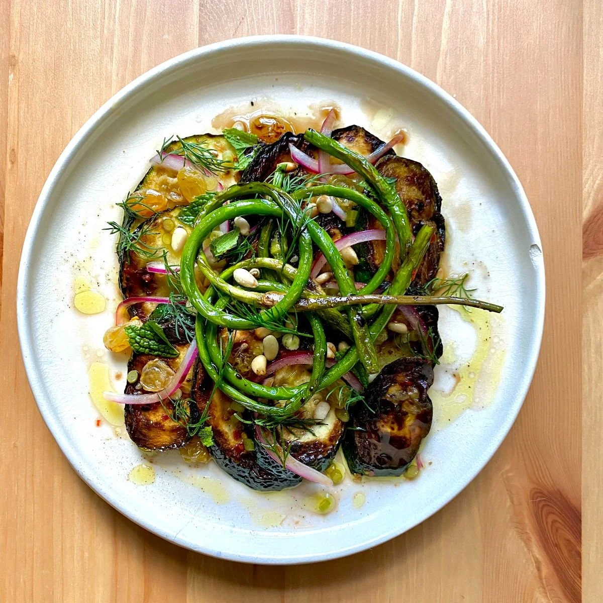 Zucchini With Capers + Raisins + Pine Nuts