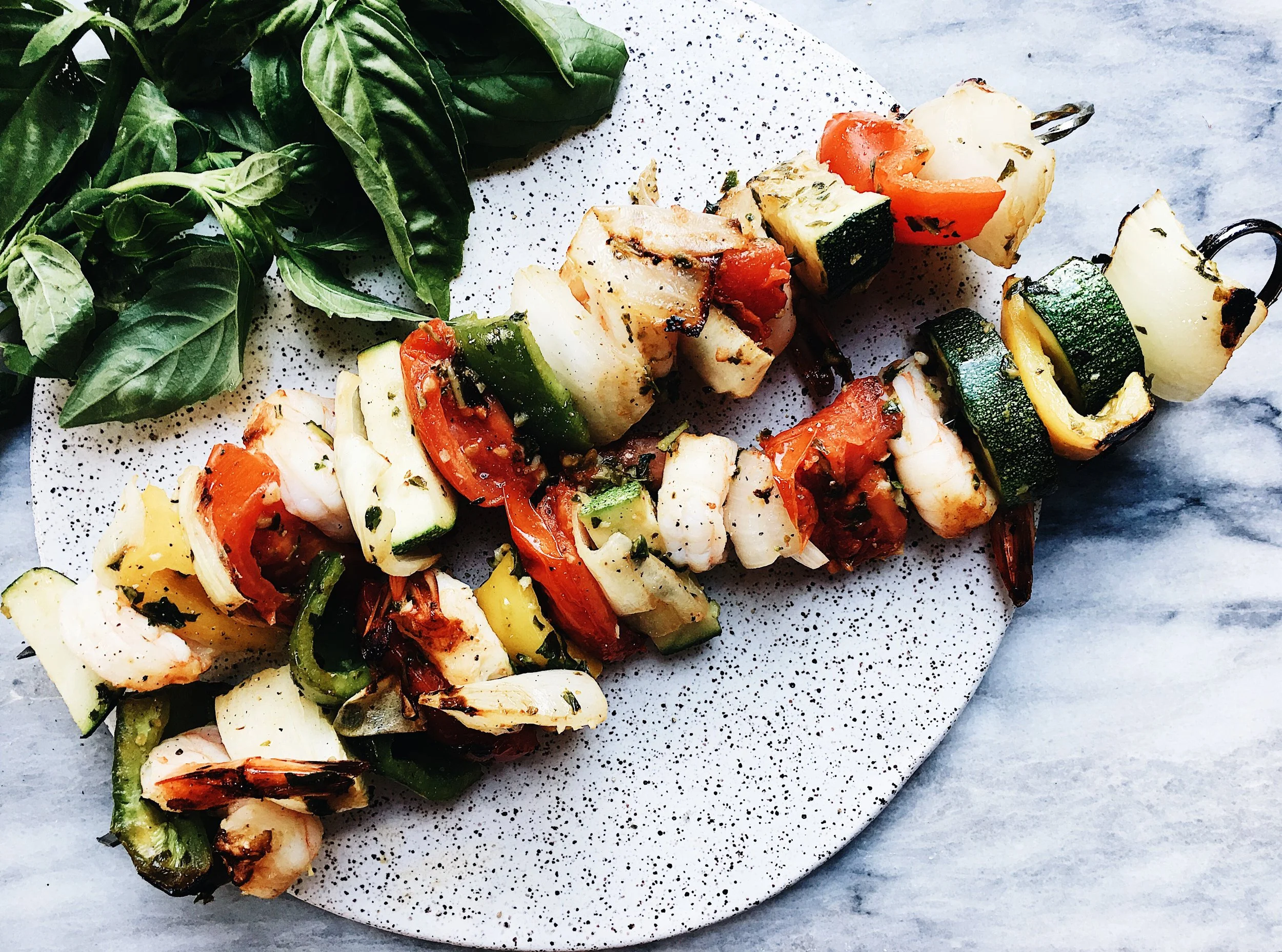 Grilled Summer Vegetable and Shrimp Kabobs