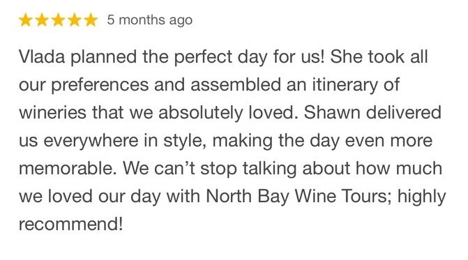 Check out our latest reviews! 5 years of 5-star ratings. If you're on the fence, let us seal the deal &ndash; we can't wait to host you in 2026! #northbaywinetours #bestofwinecountry #sonoma #napa