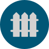 gray picket fence icon on blue circle