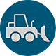 gray bulldozer icon in blue circle